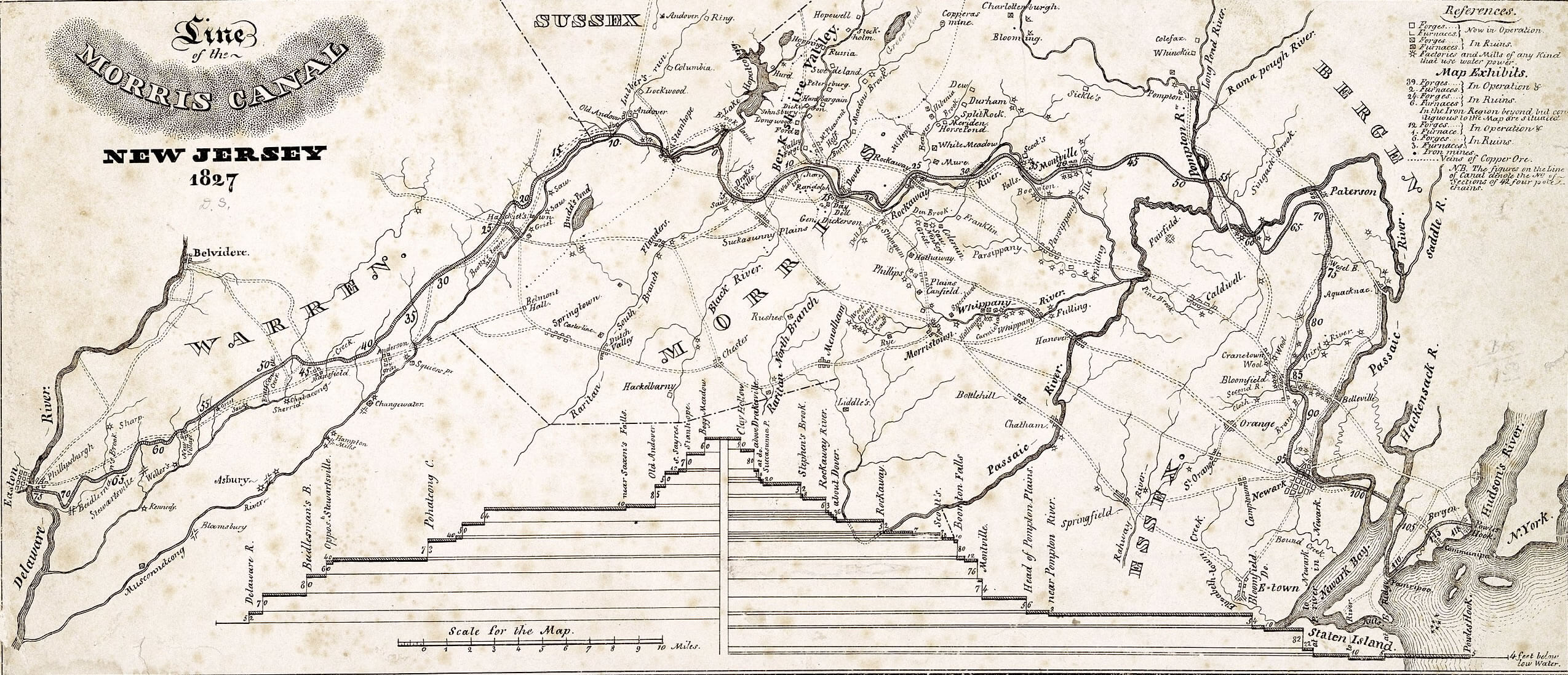 New Jersey Cities Map 26 New Jersey cities historical map 1827