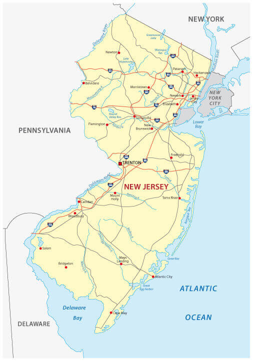 New Jersey cities interstate map