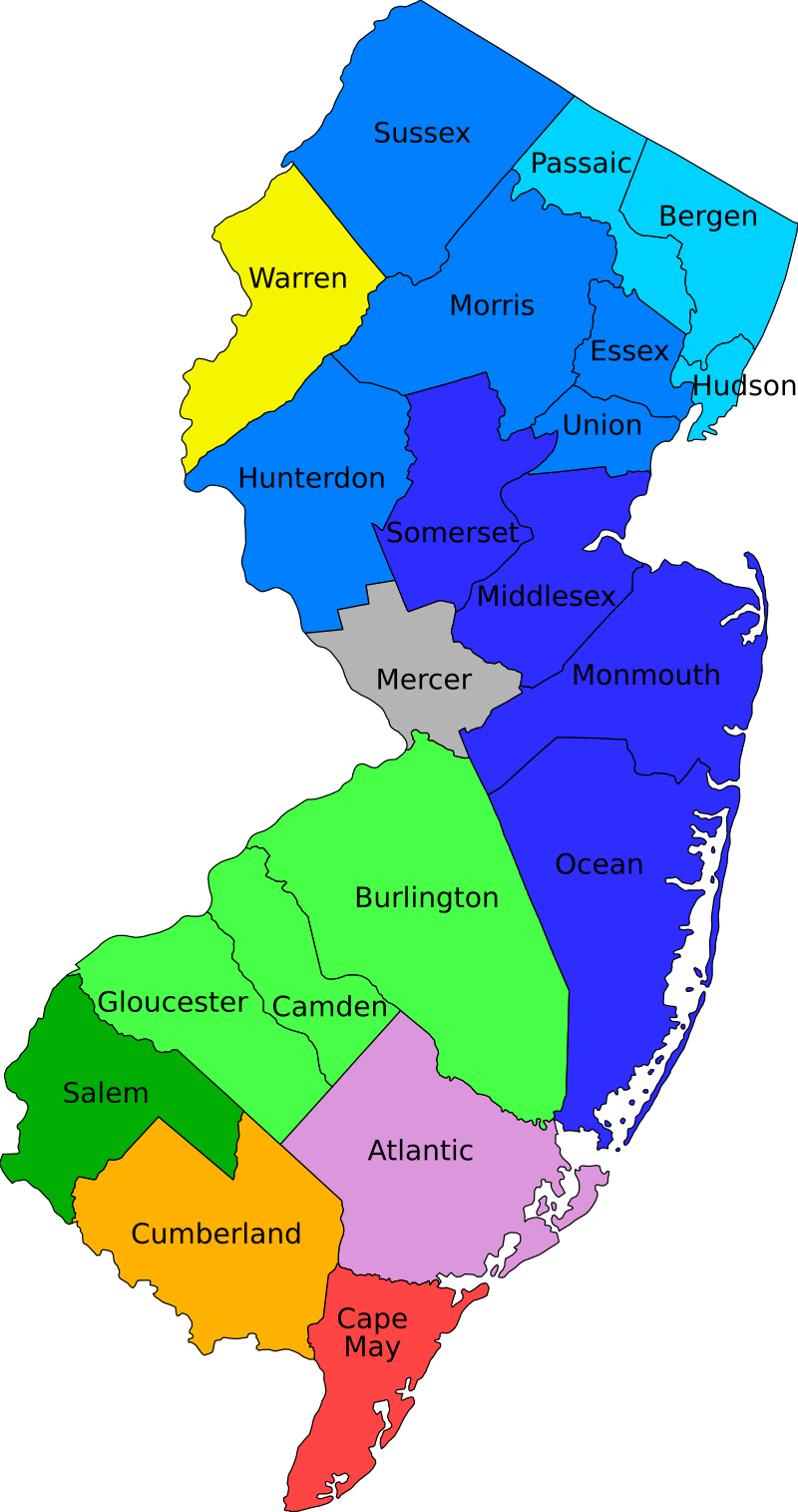 New Jersey counties by metro areas