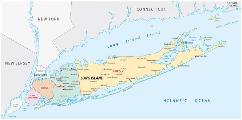 Long island map New York
