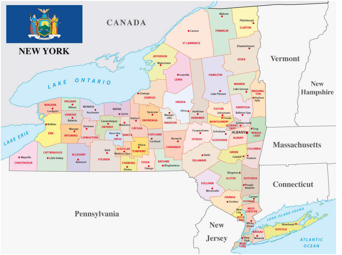 New York cities administrative map