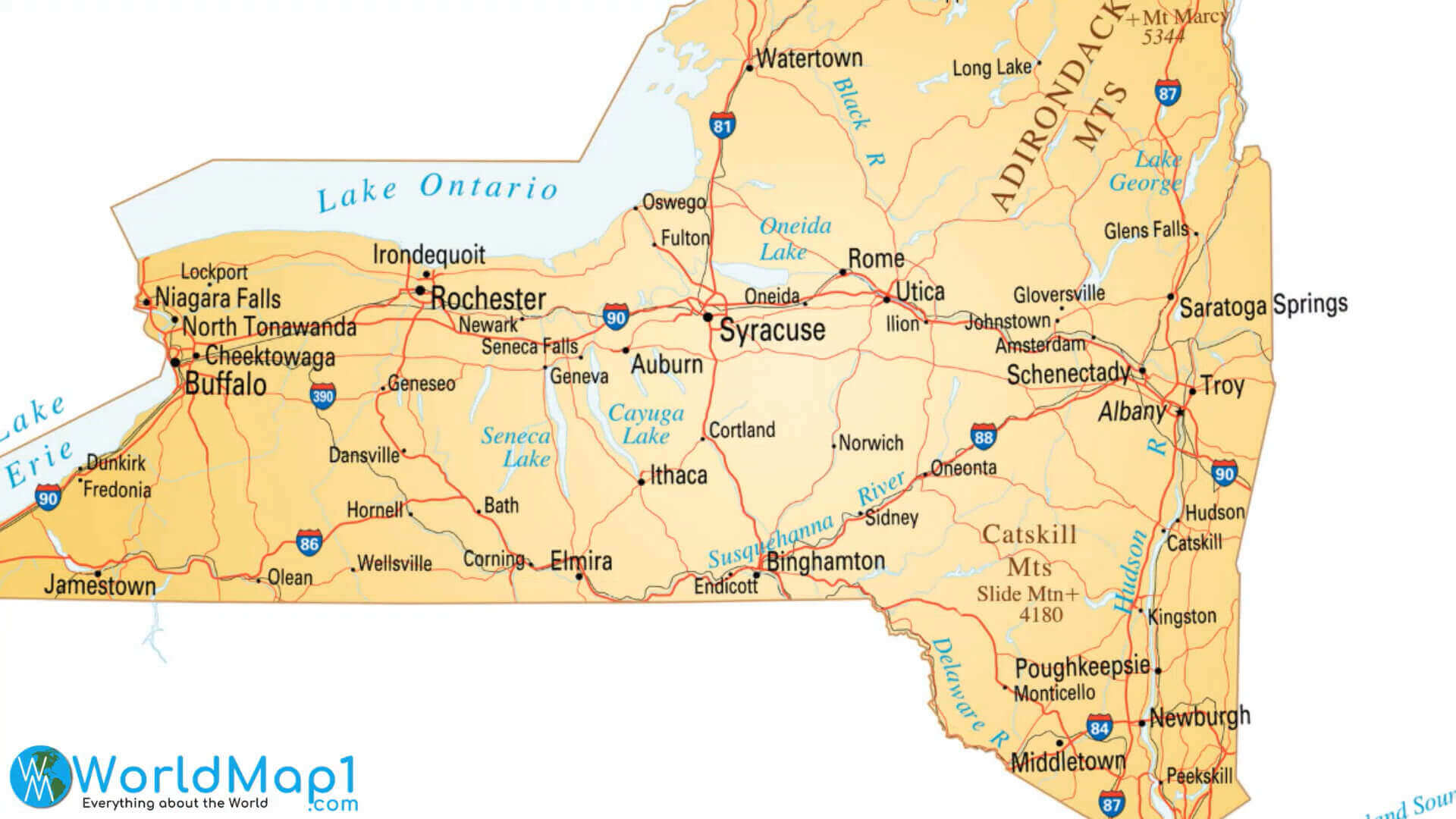 New York cities interstate highways map