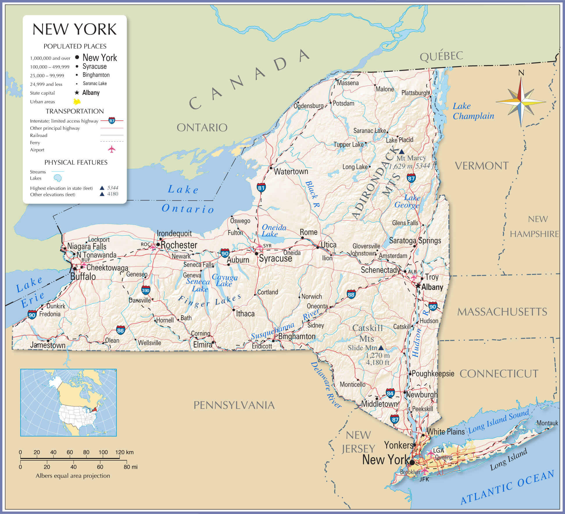 New York cities population map