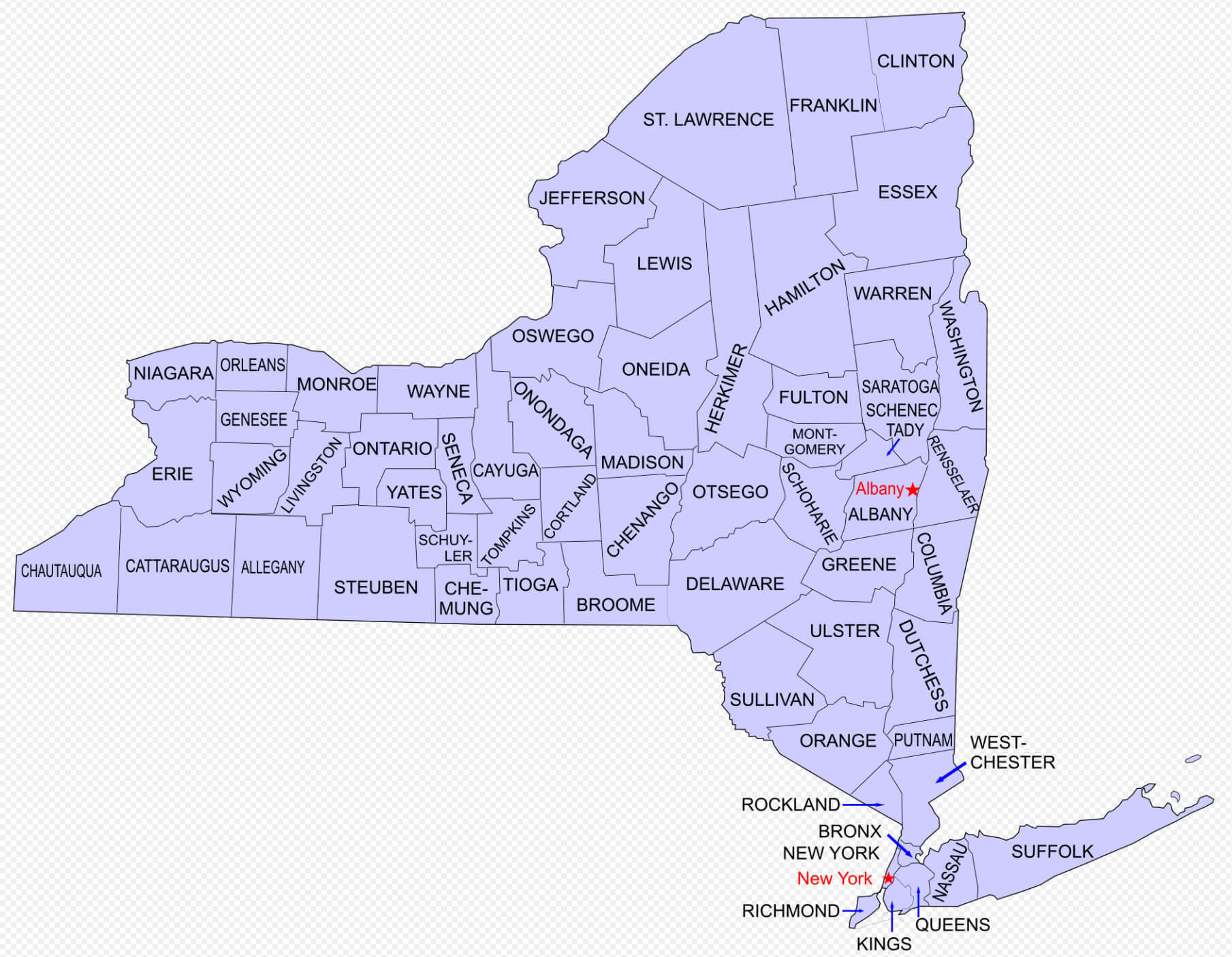 New York counties map