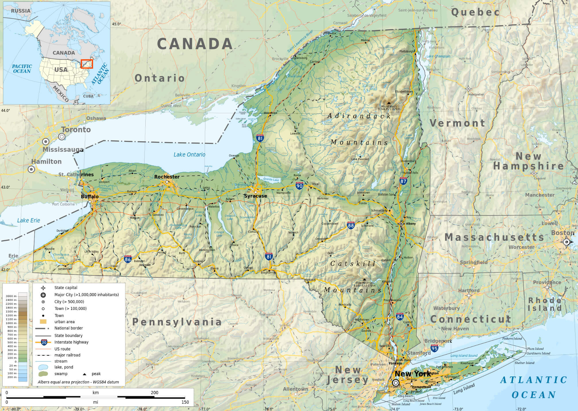 New York geography cities map