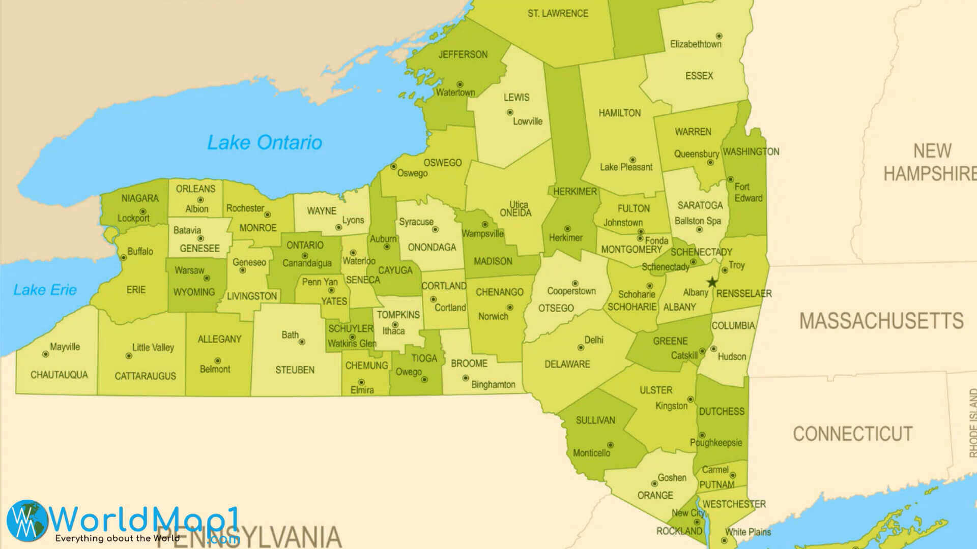 New York state largest cities map