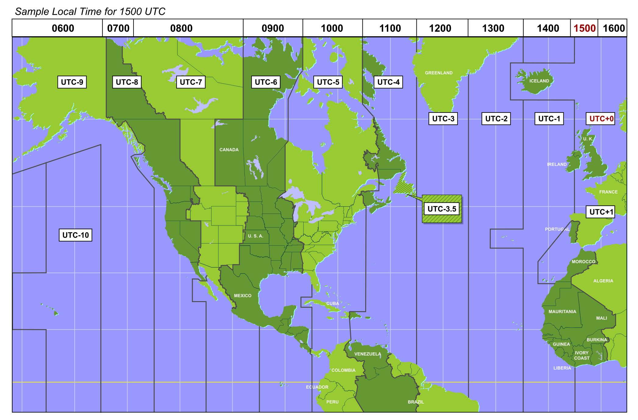 New York North America time zone map