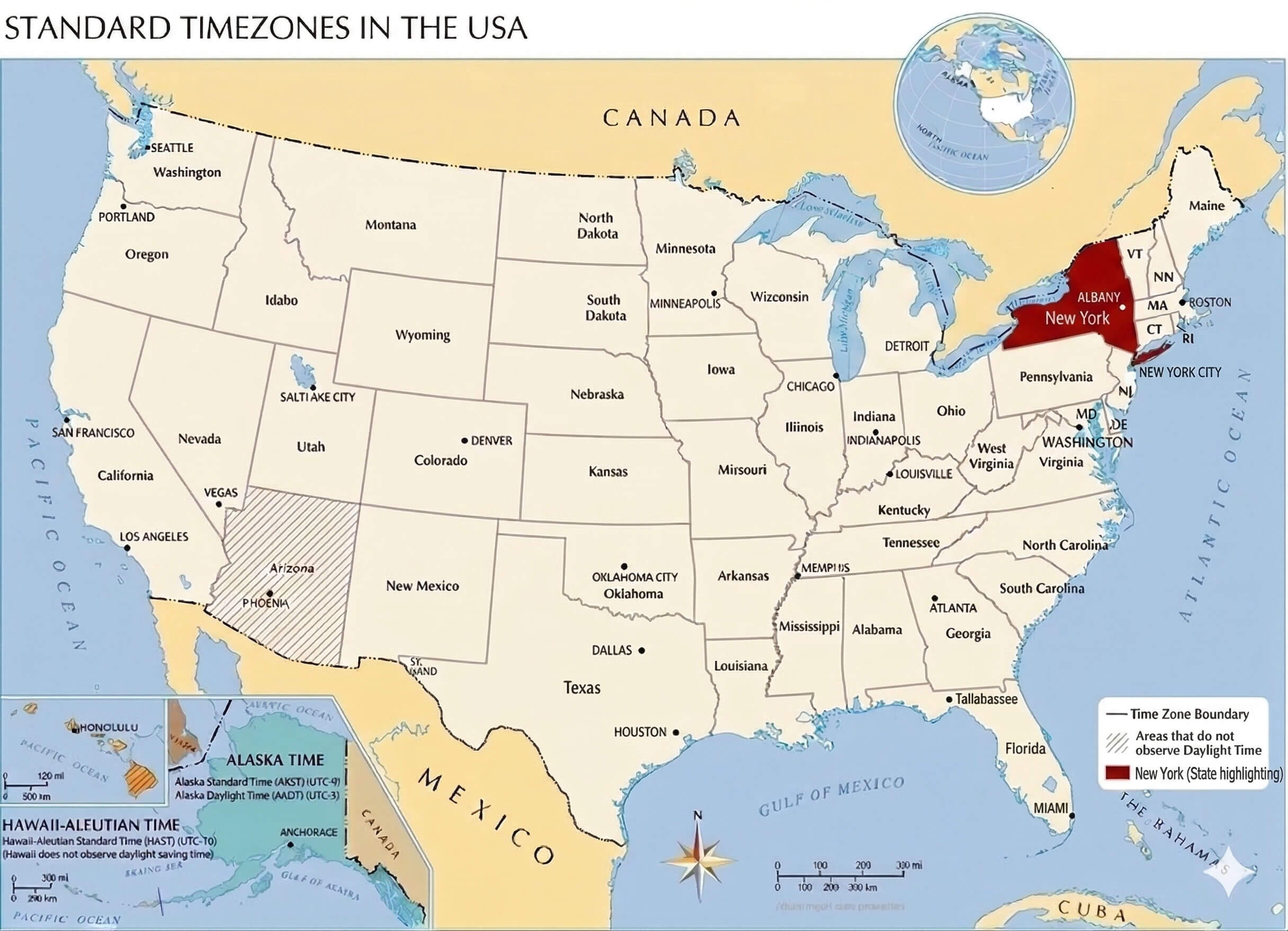 New York time zone map