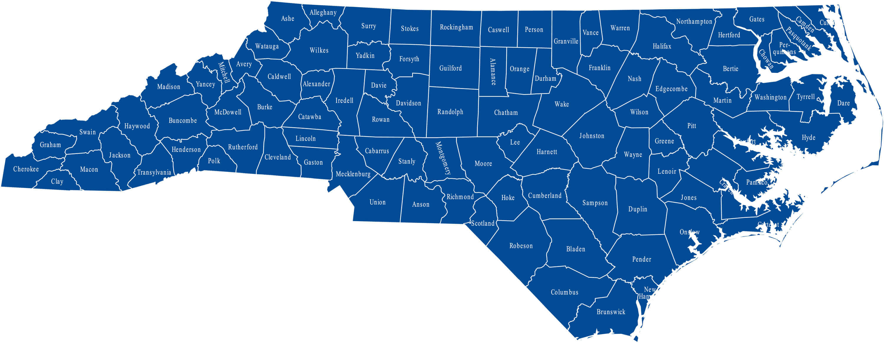 North Carolina counties map