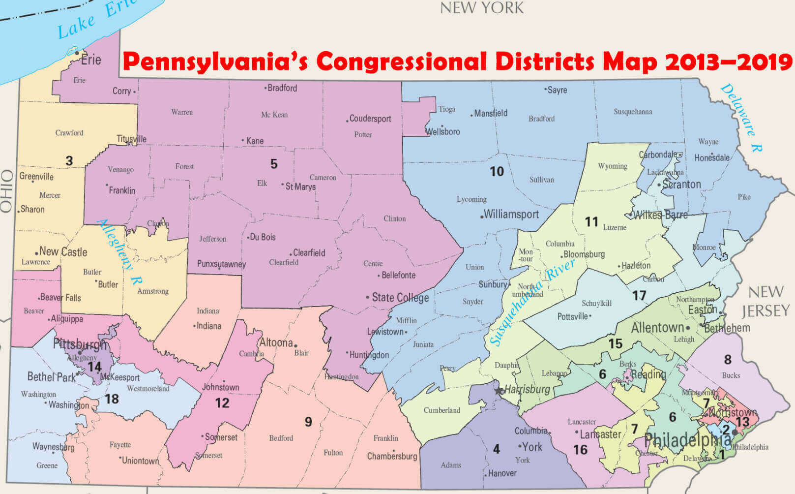 Pennsylvania congressional districts map