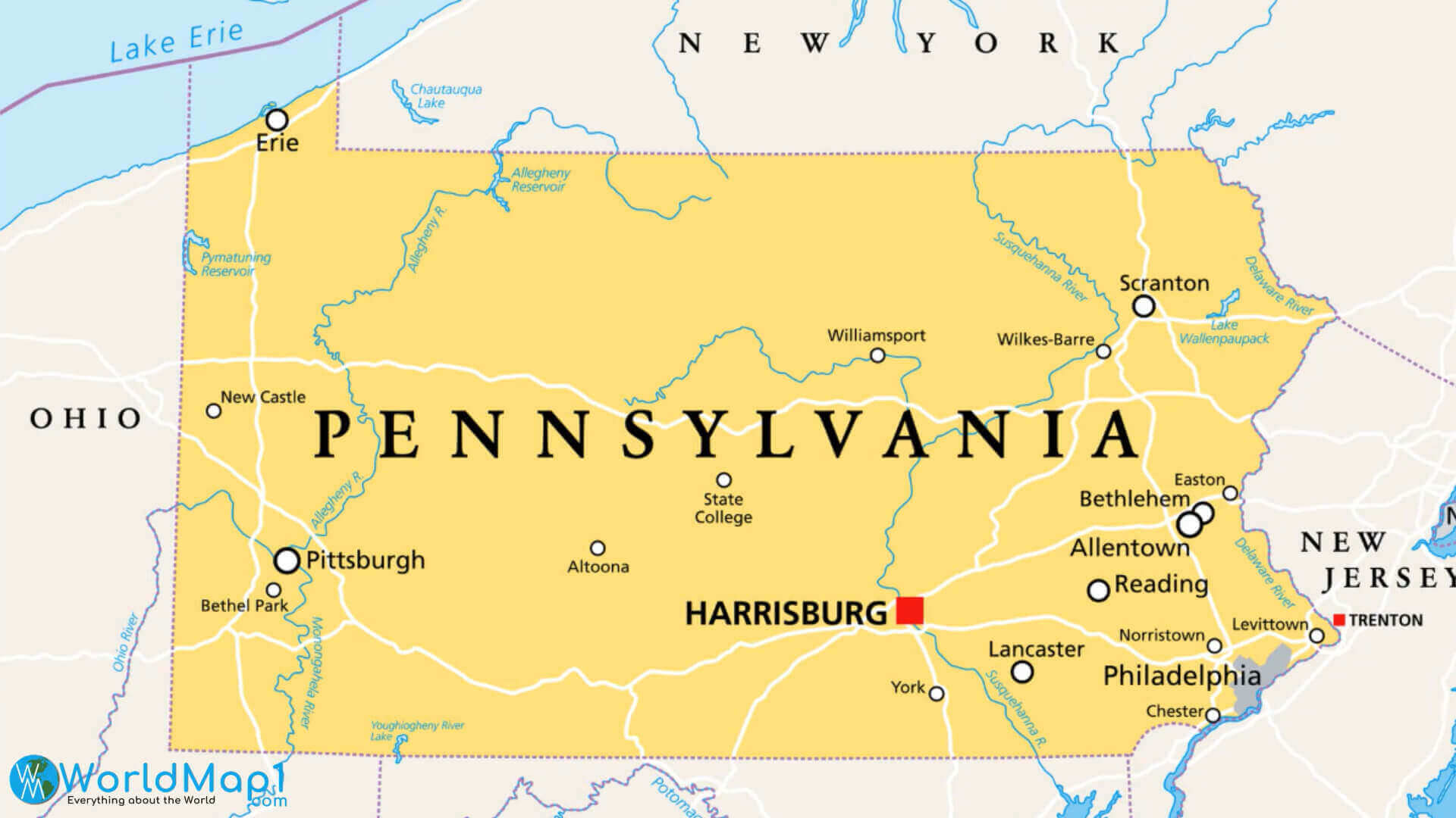 Pennsylvania largest cities map