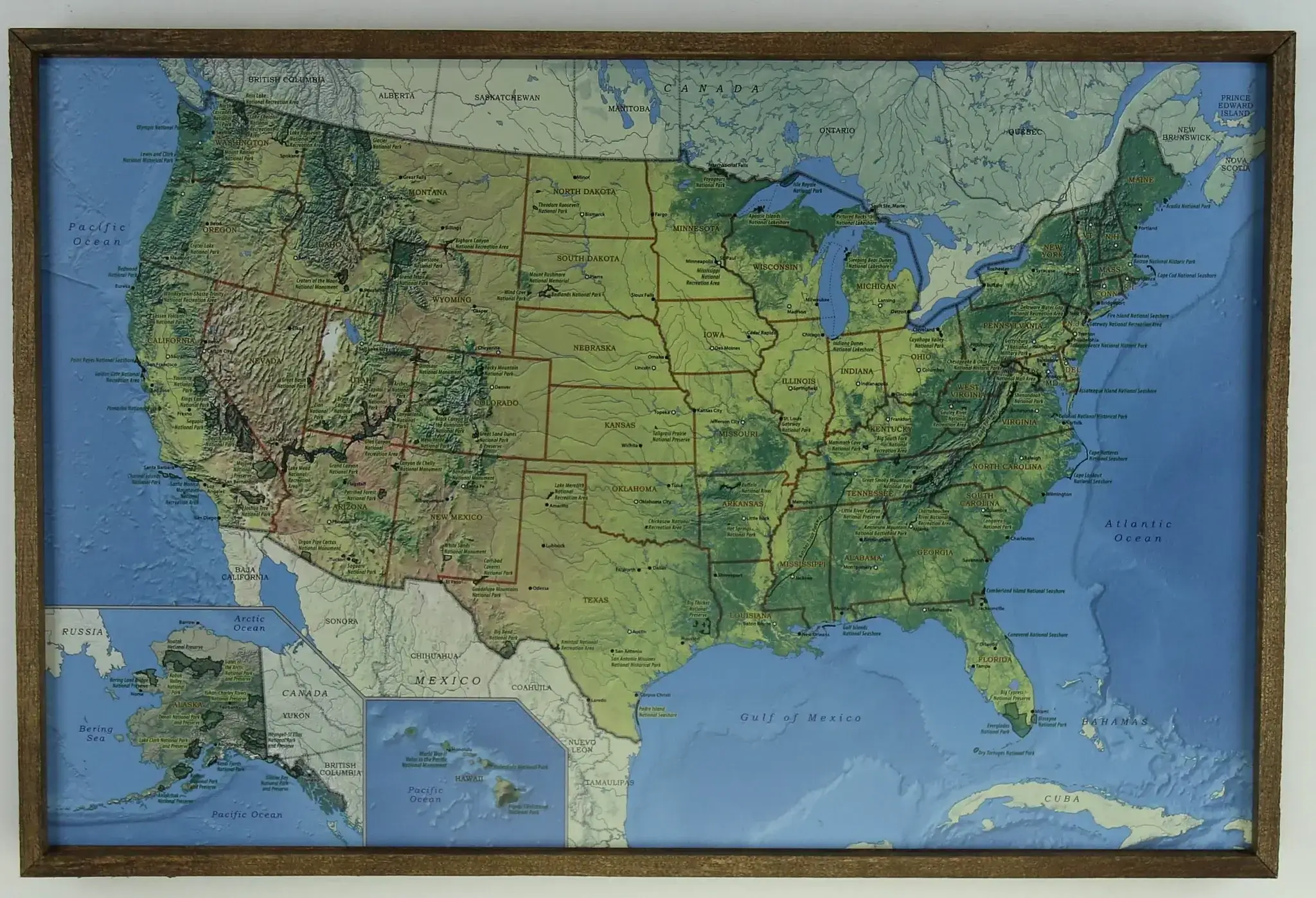 United States of America wall physical map