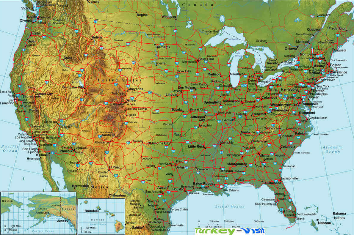 United States physical map