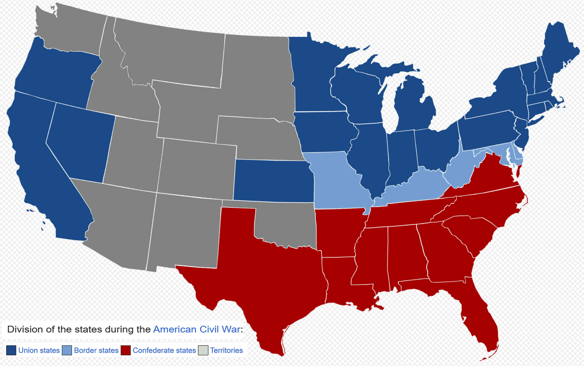 American civil war map 1800 1865