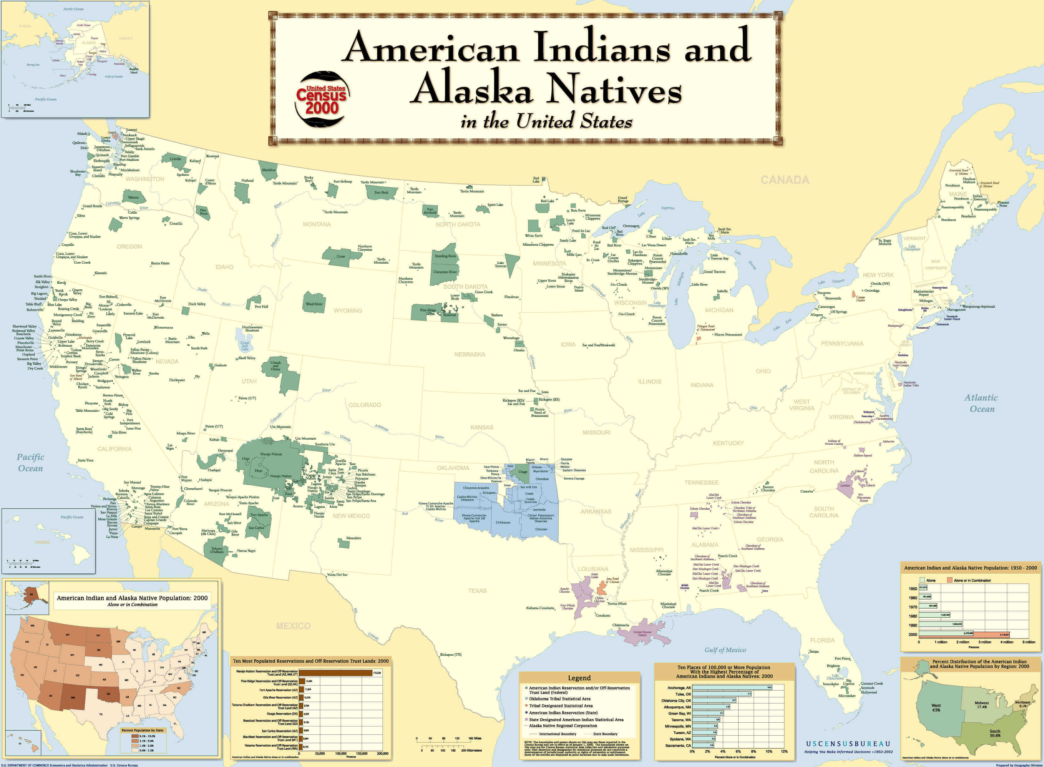 United States political Indian Tribes map