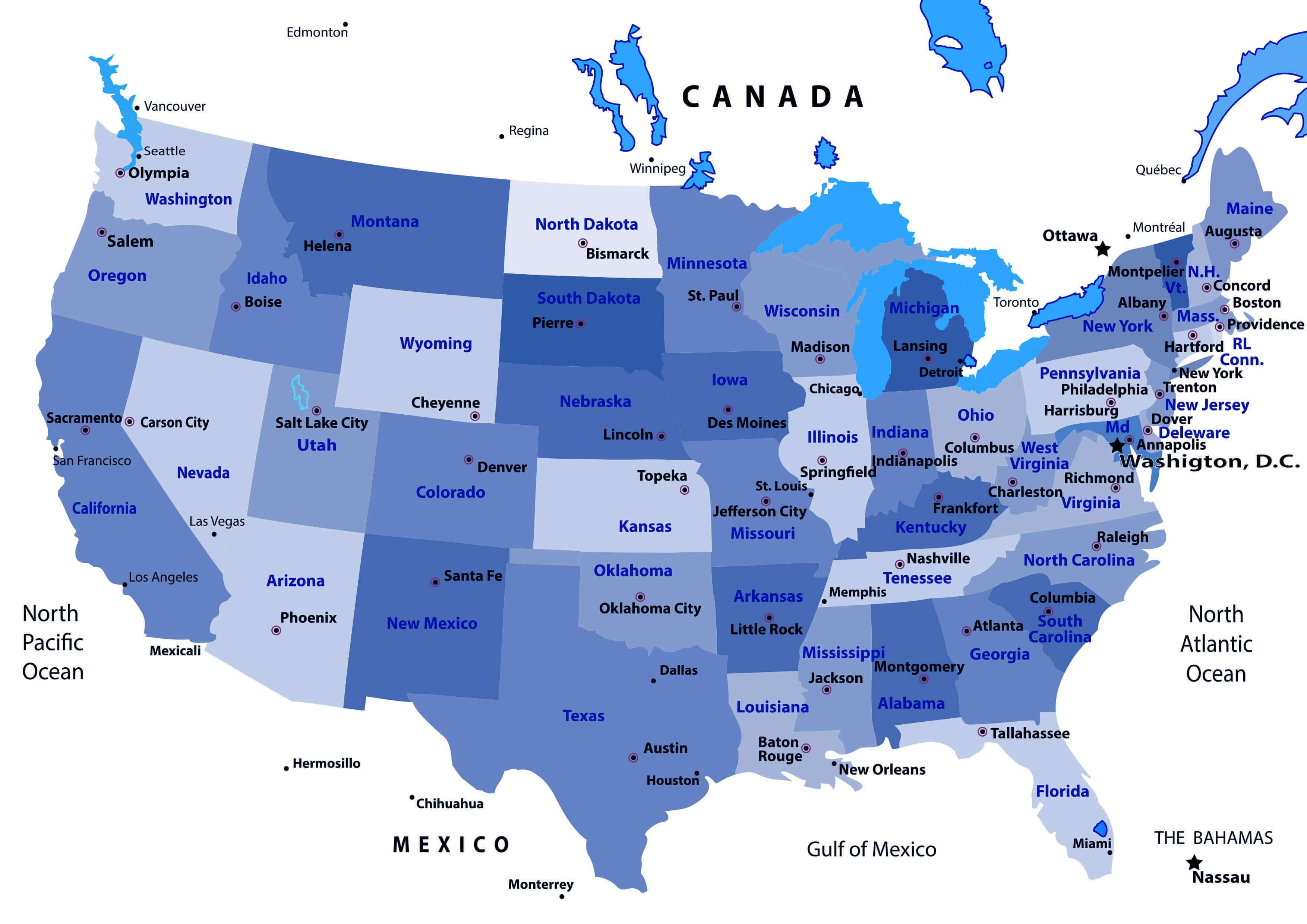United States political map by states
