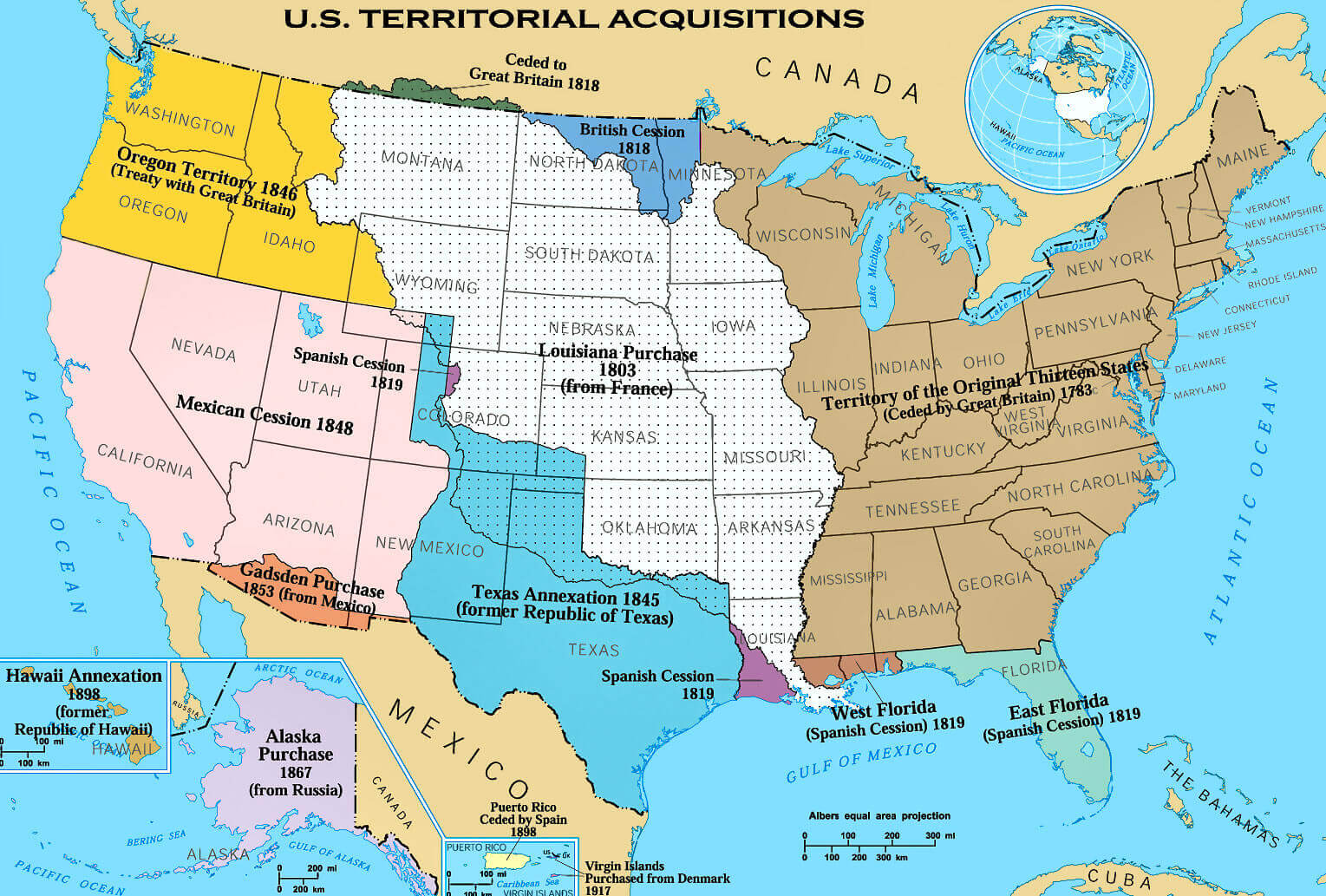 United States political territorial acquisitions map