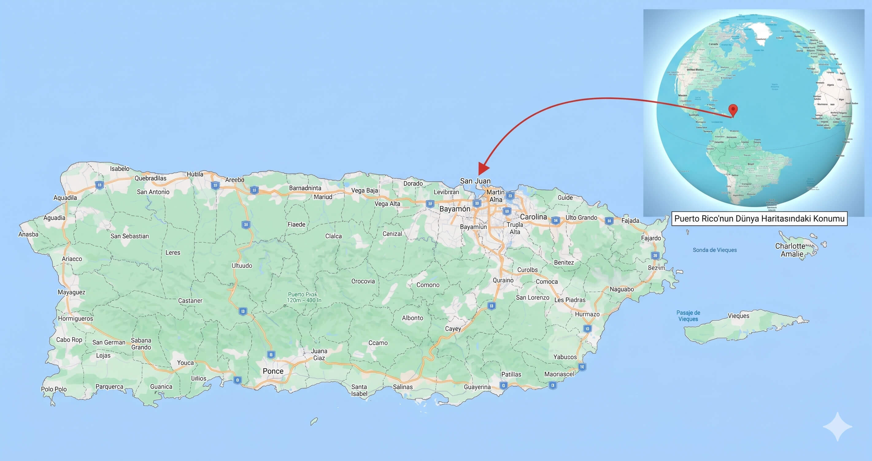 Puerto Rico Google map