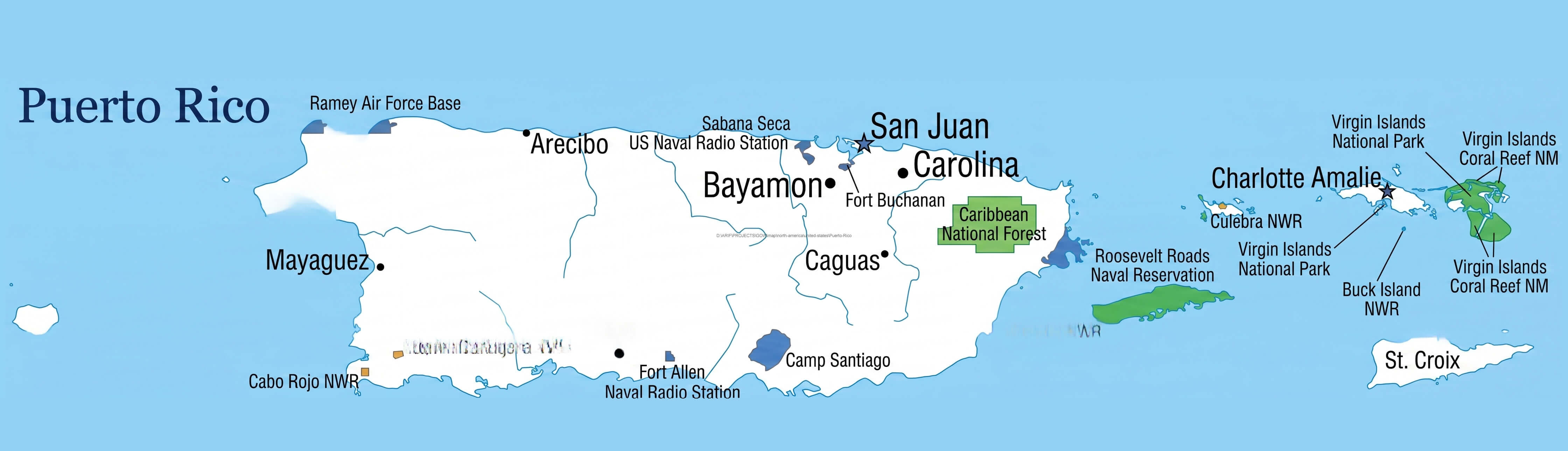 Puerto Rico major cities map