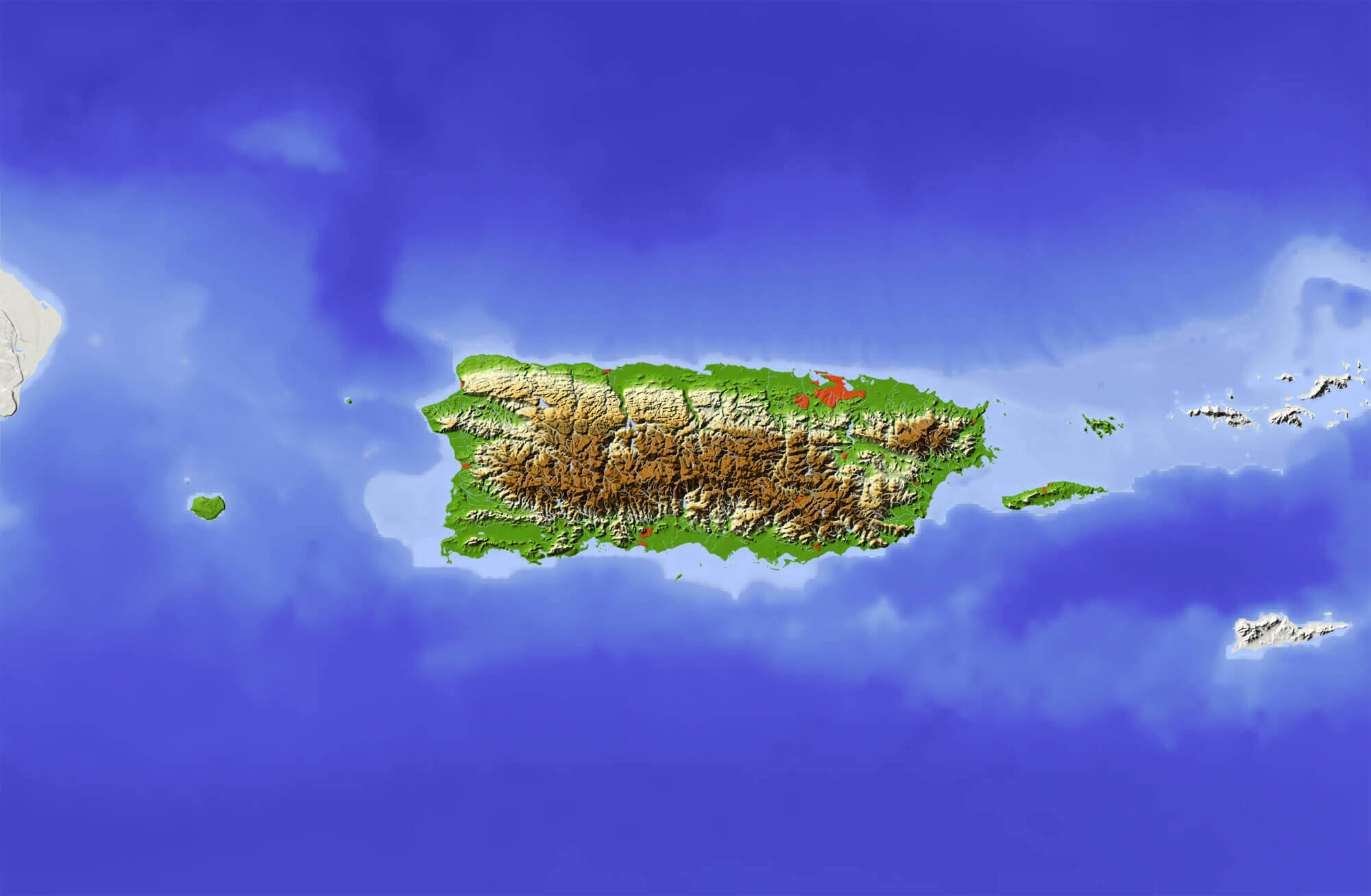 Puerto Rico satellite map