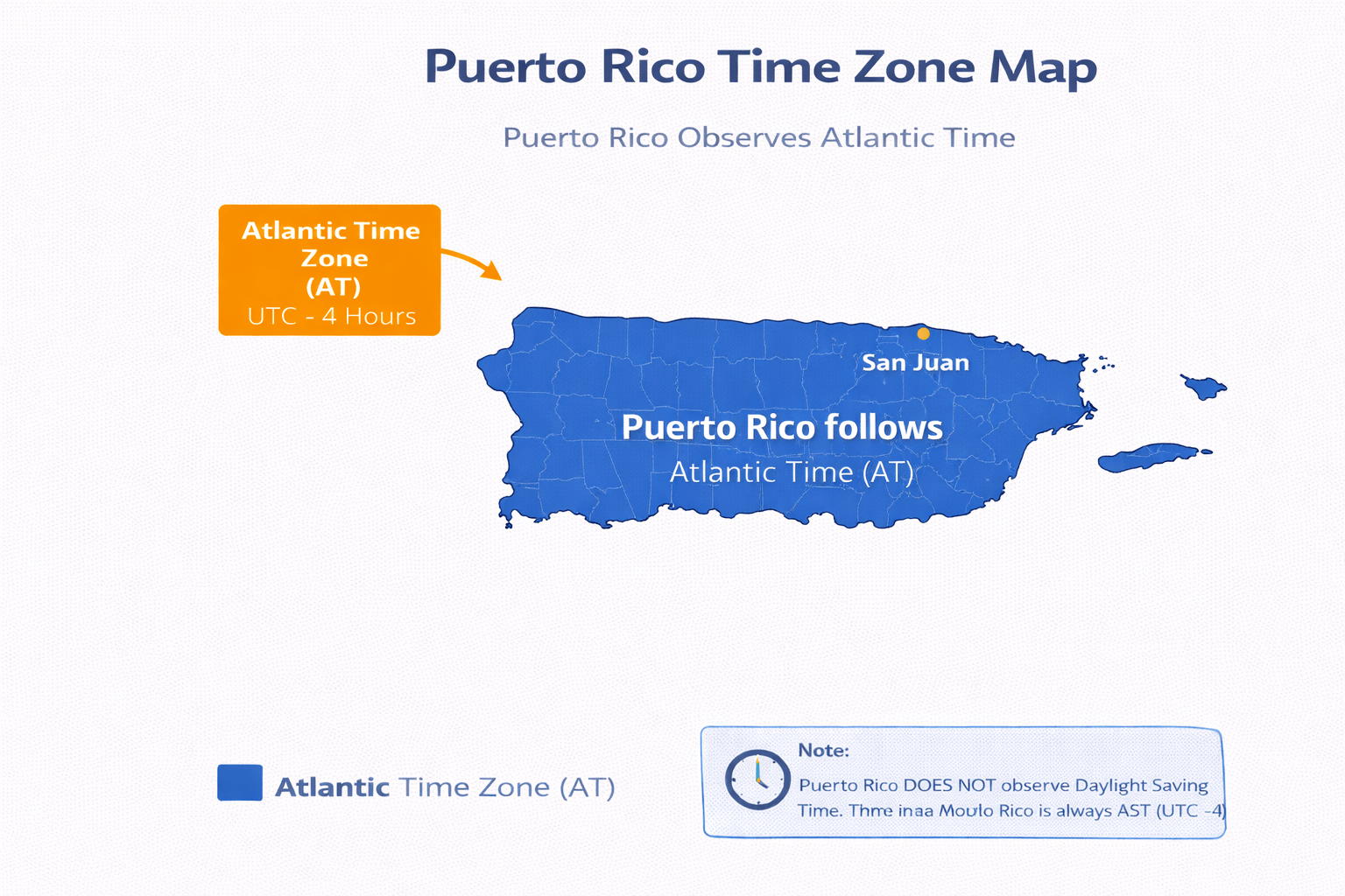Puerto Rico time zone map infographic