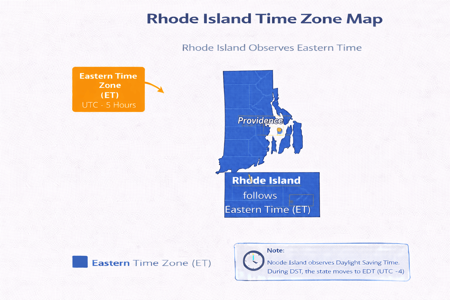 Rhode Island time zone map infographic