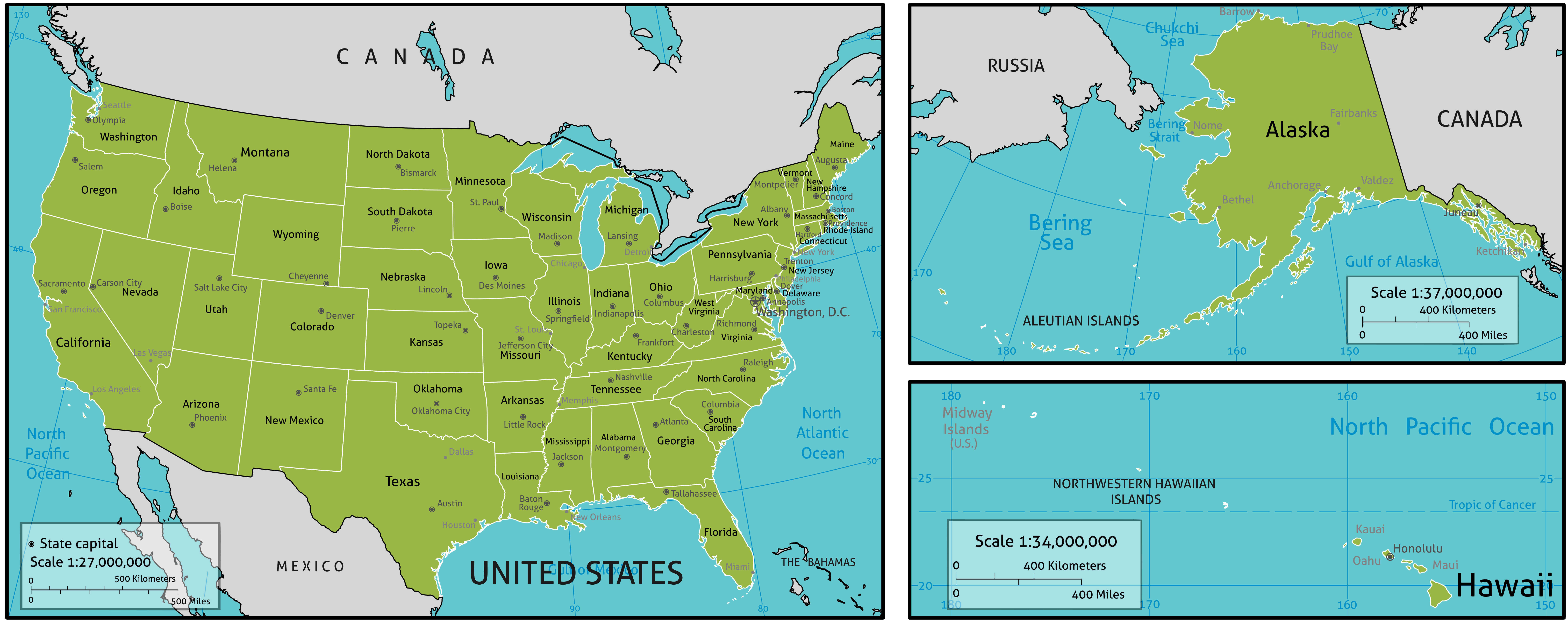 States map of United States of America