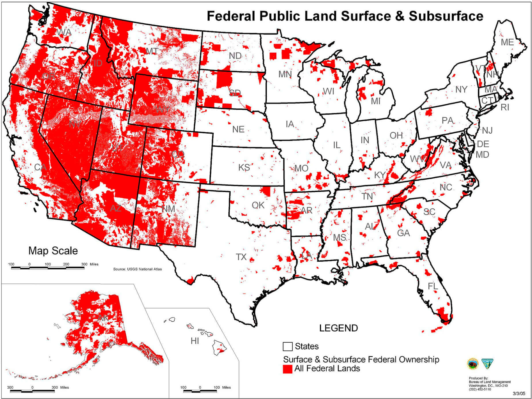 United States federal lands map