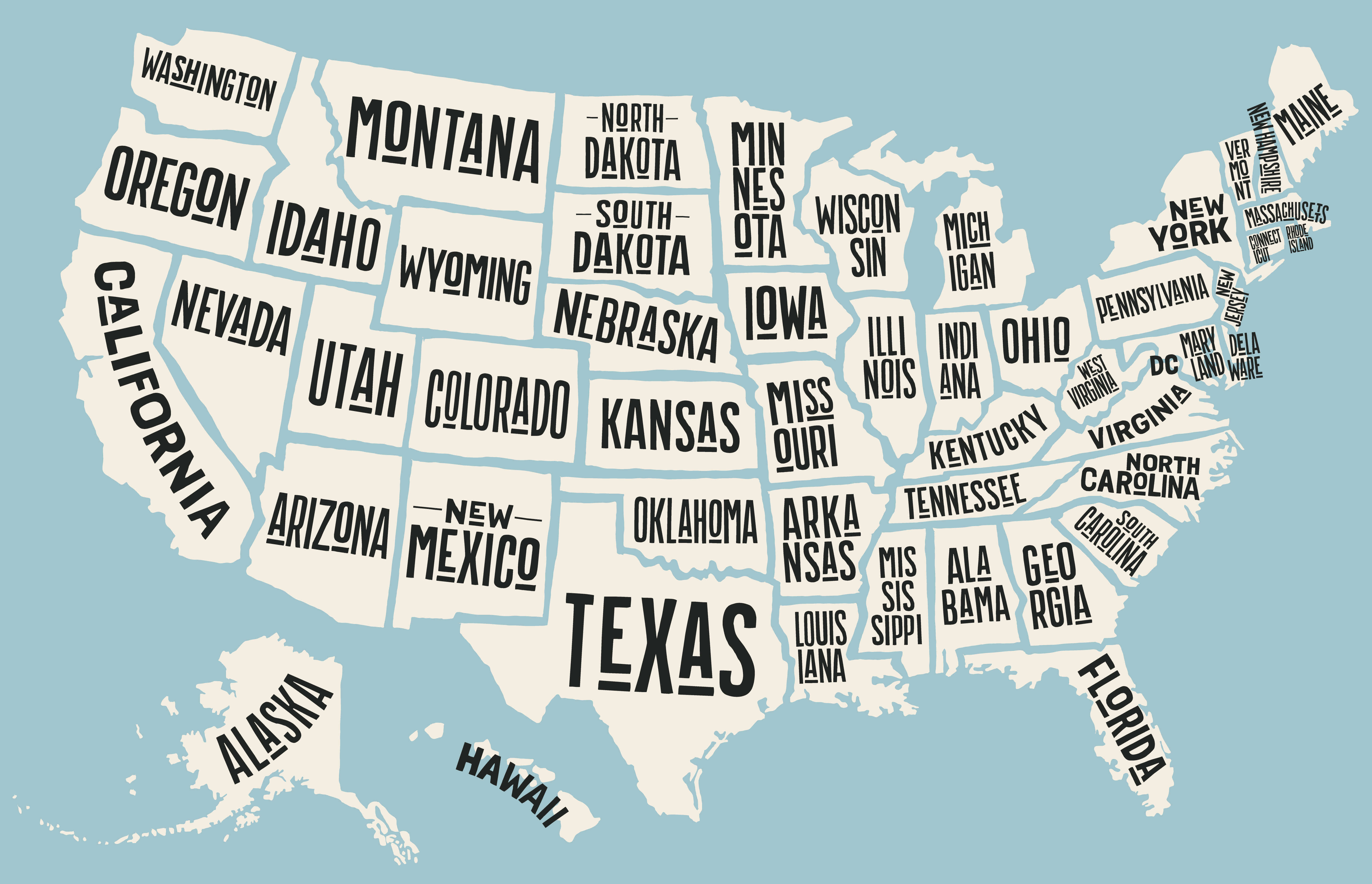 United States map in white