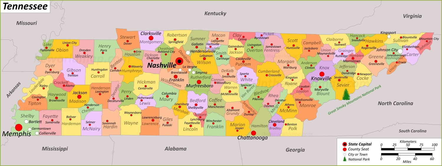 Tennessee Cities Map 25 Map of Tennessee with cities