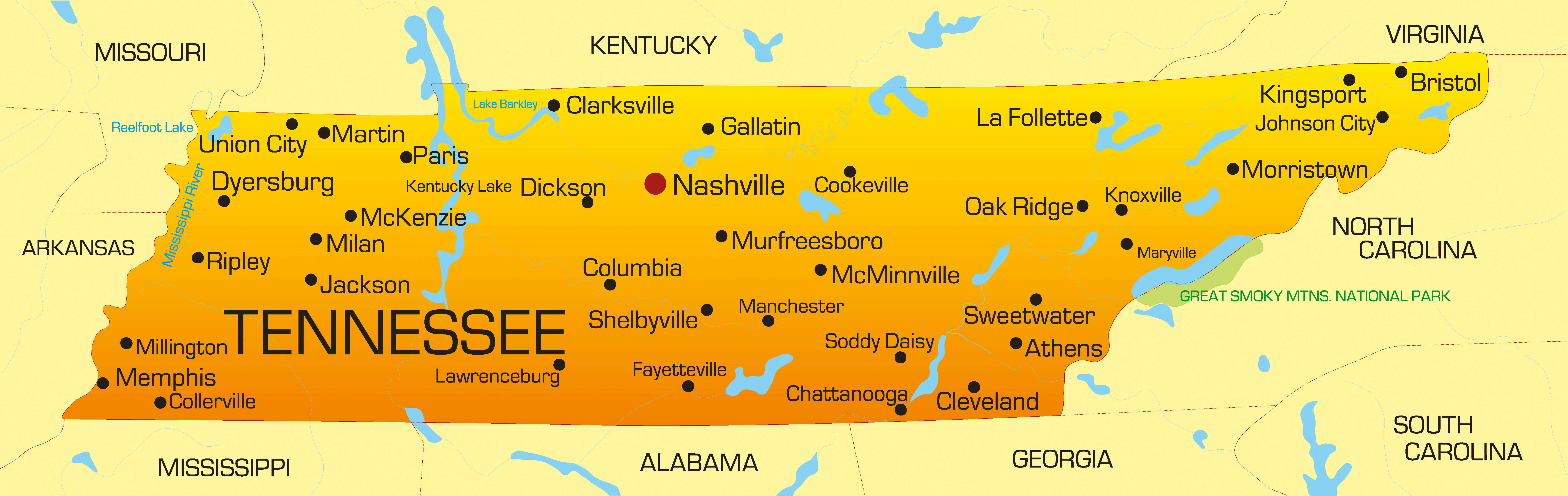 Tennessee cities map