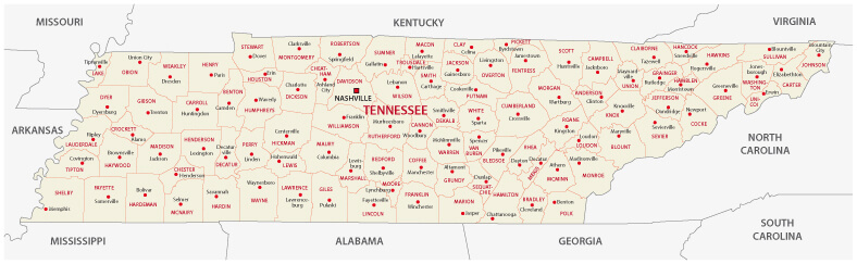 Tennessee counties map