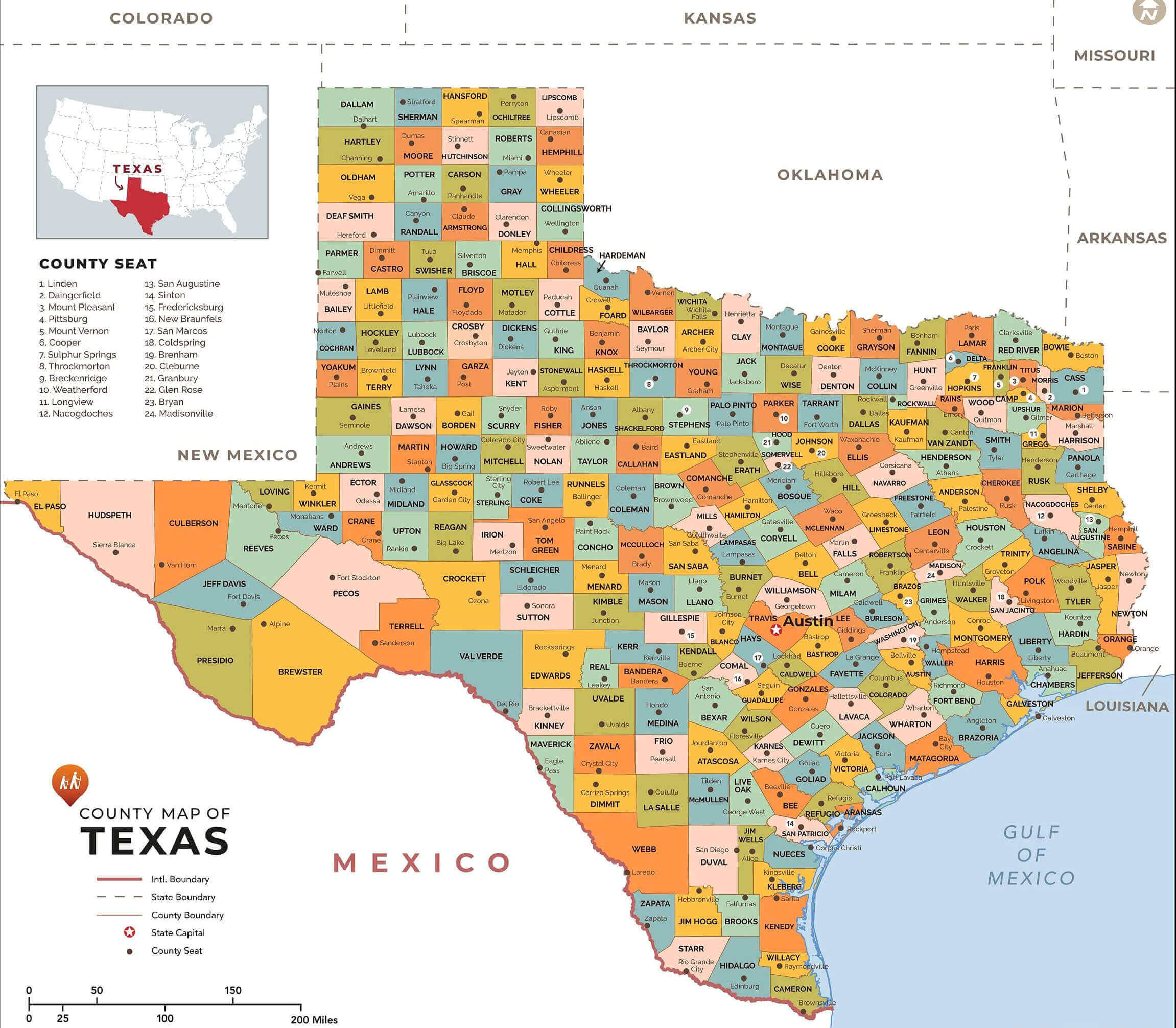 Texas Cities Map 29 Texas cities and counties map in the US