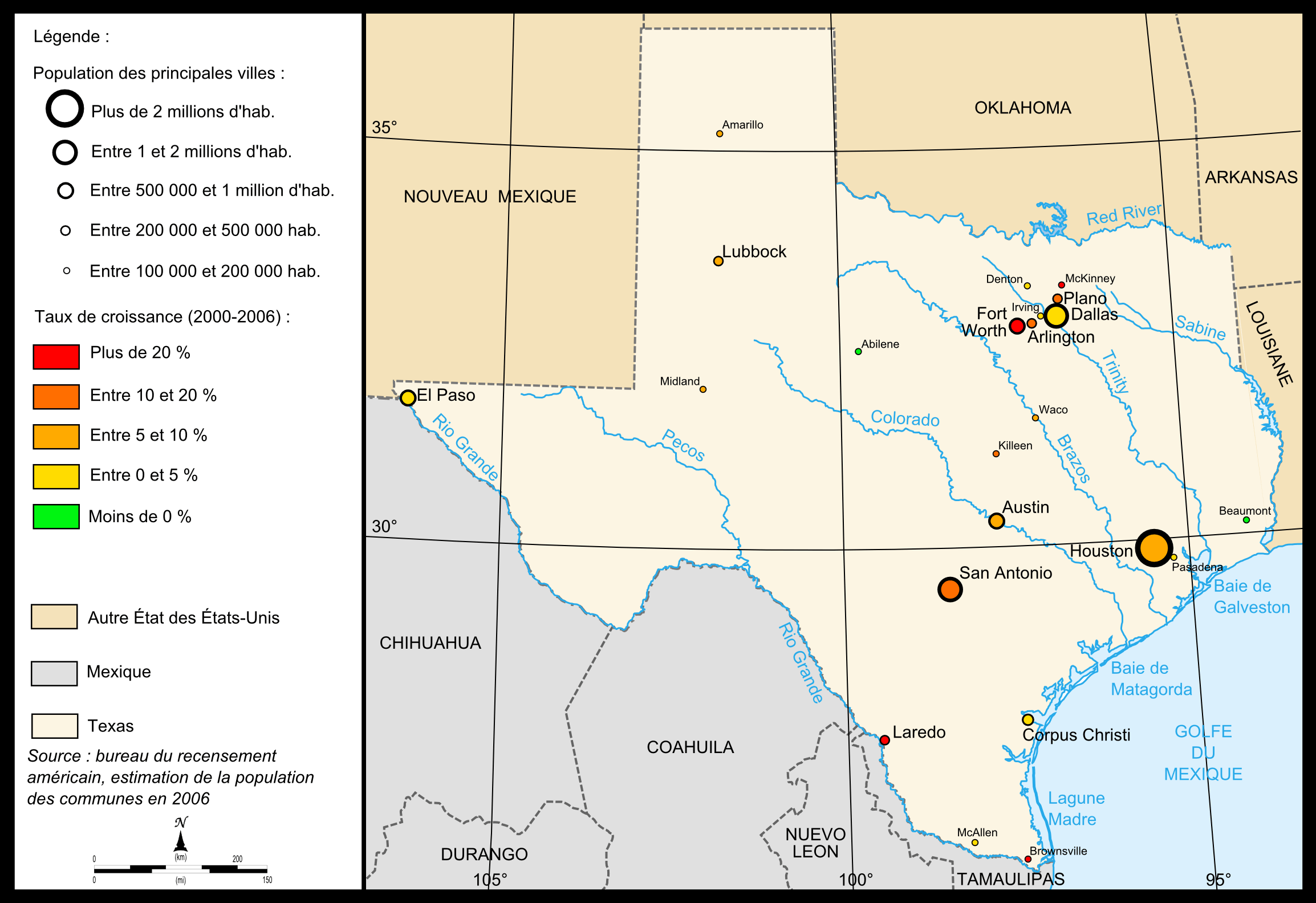 Texas Cities Map 34 Texas cities population map in french