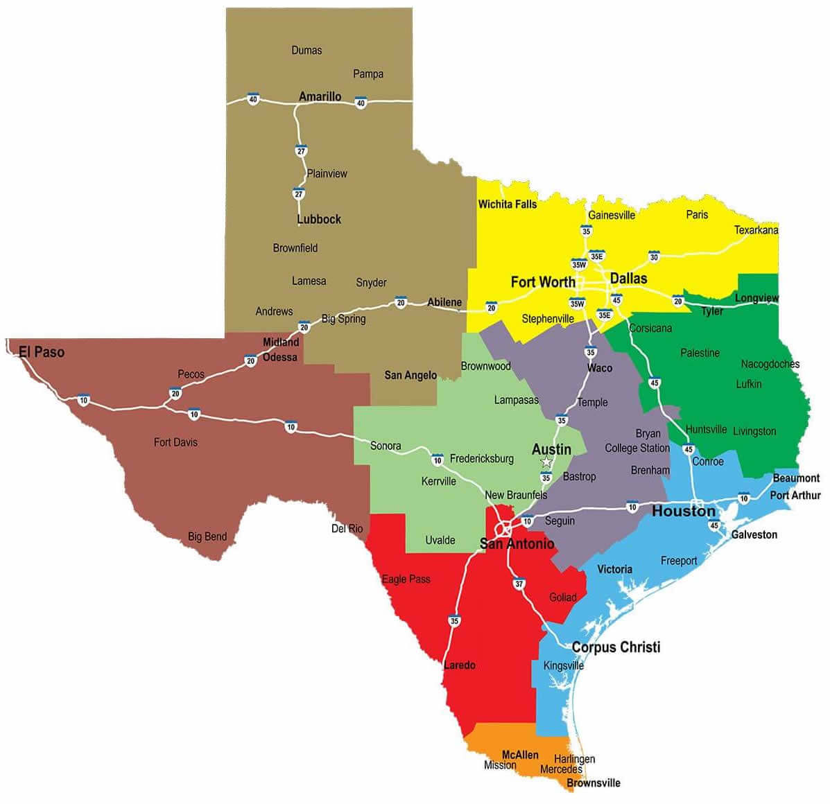 Texas Cities Map 41 Texas regions and cities map