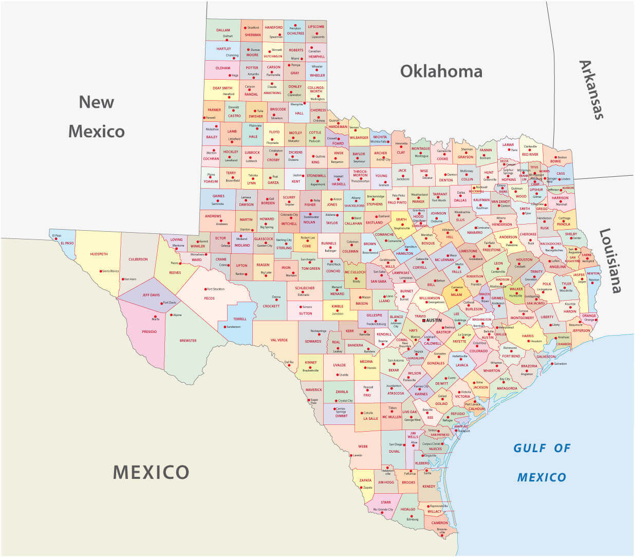 Texas county map