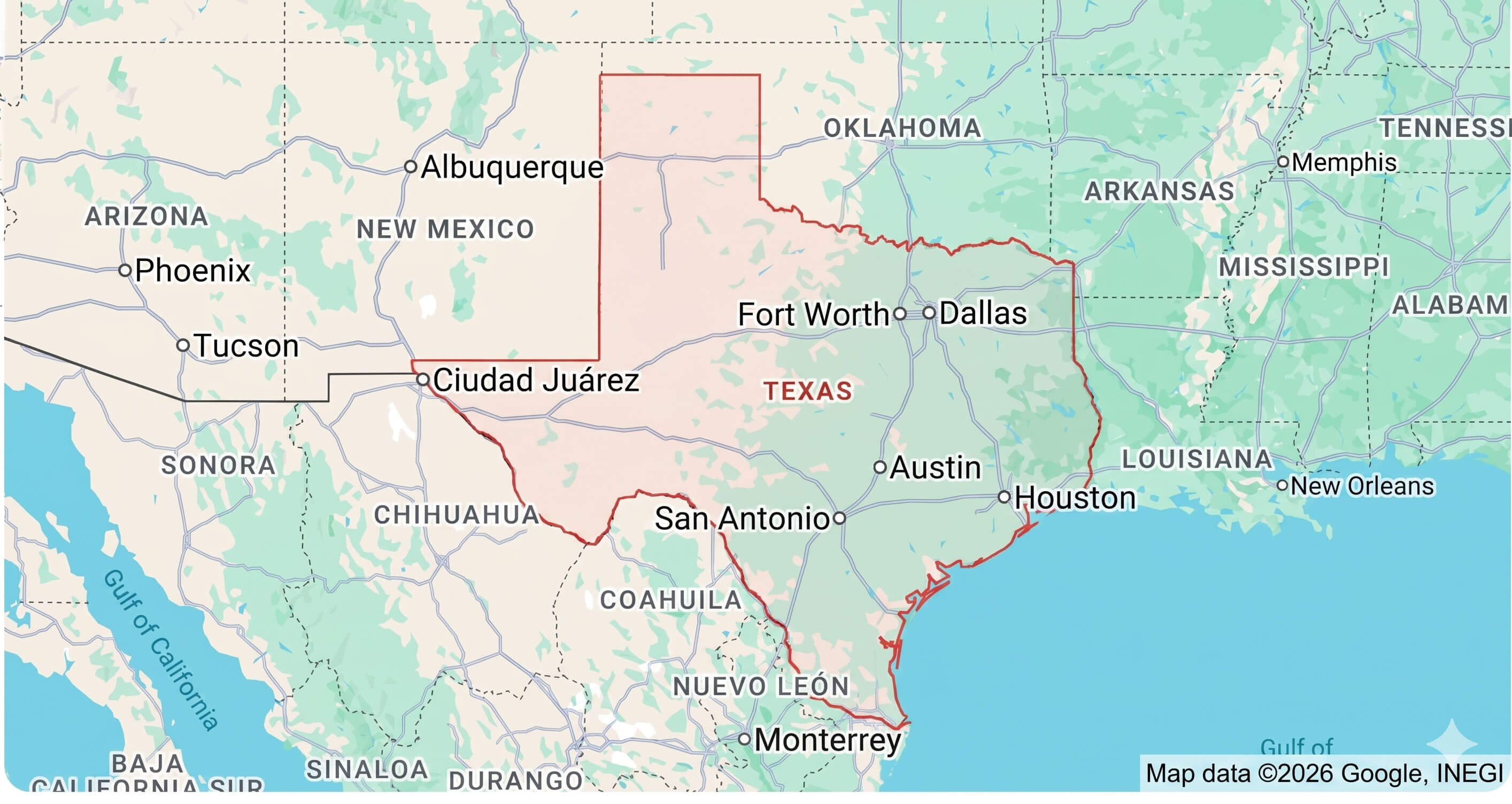 Texas google map roads and locations