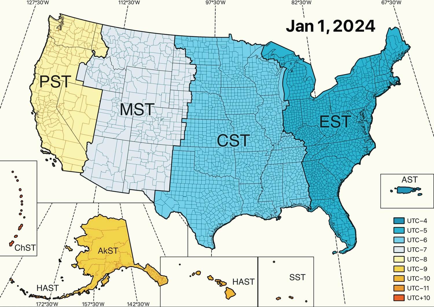 Texas time zones map