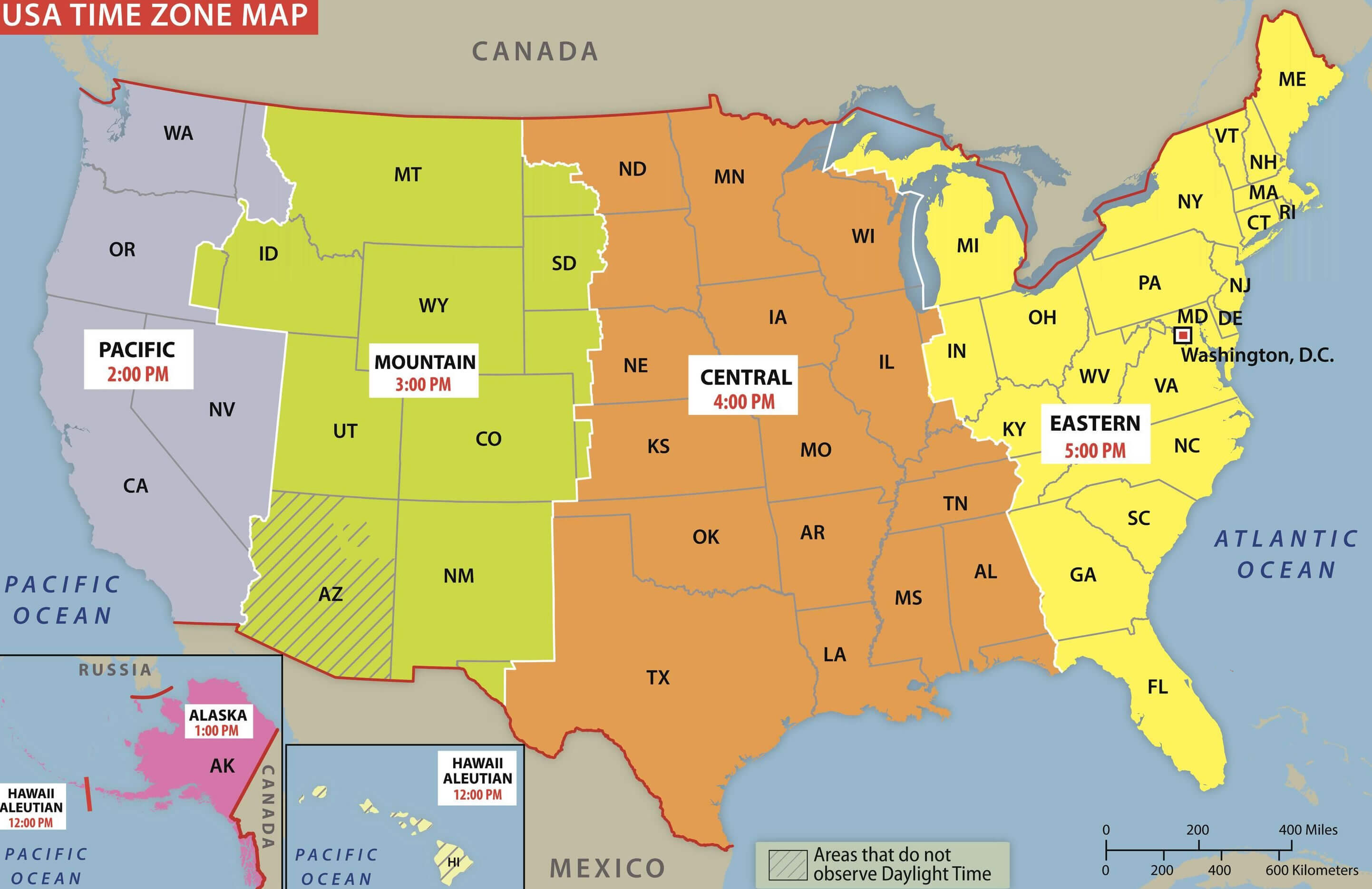 USA time zone map