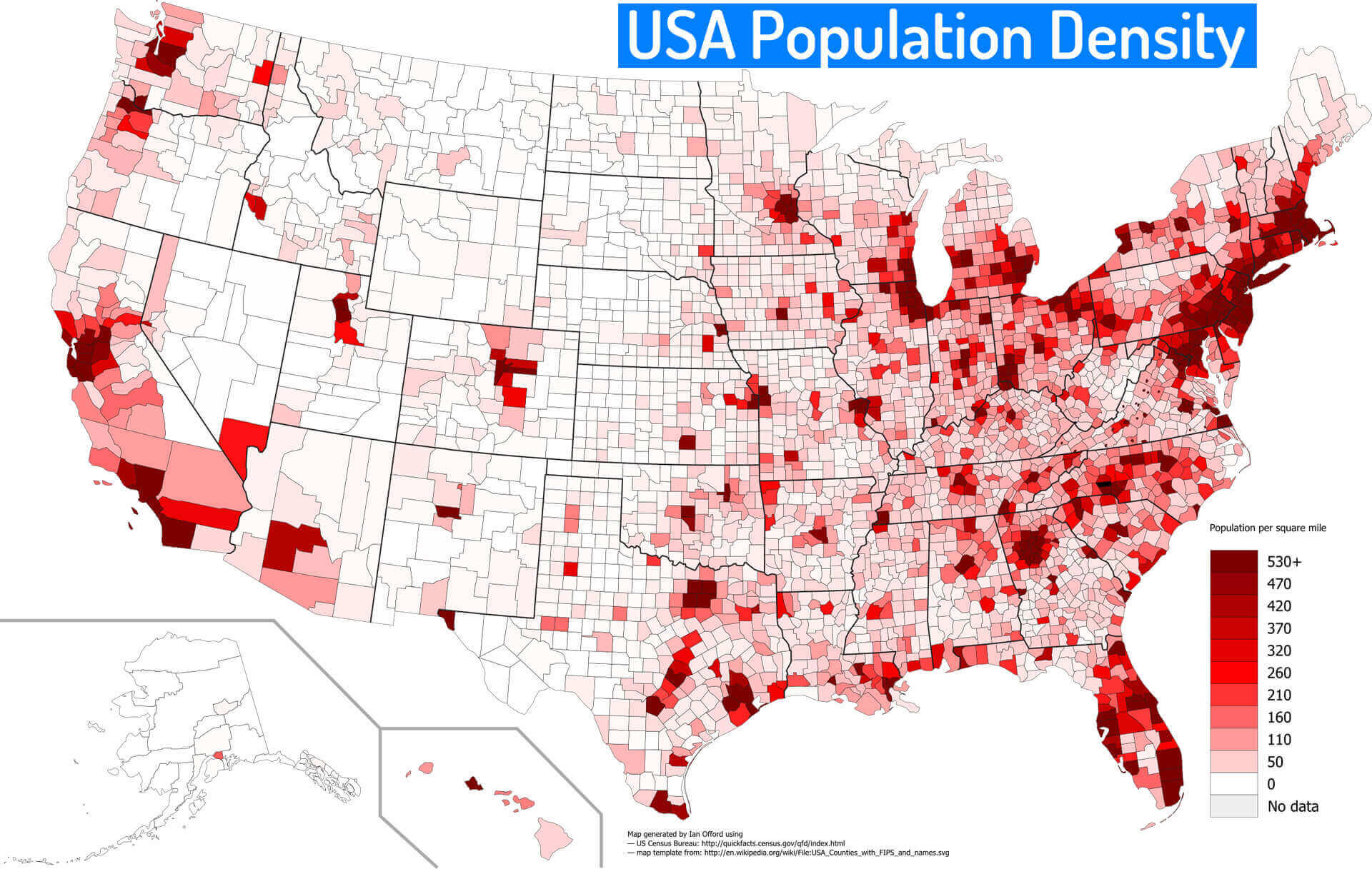 US Population Map Guide of the World