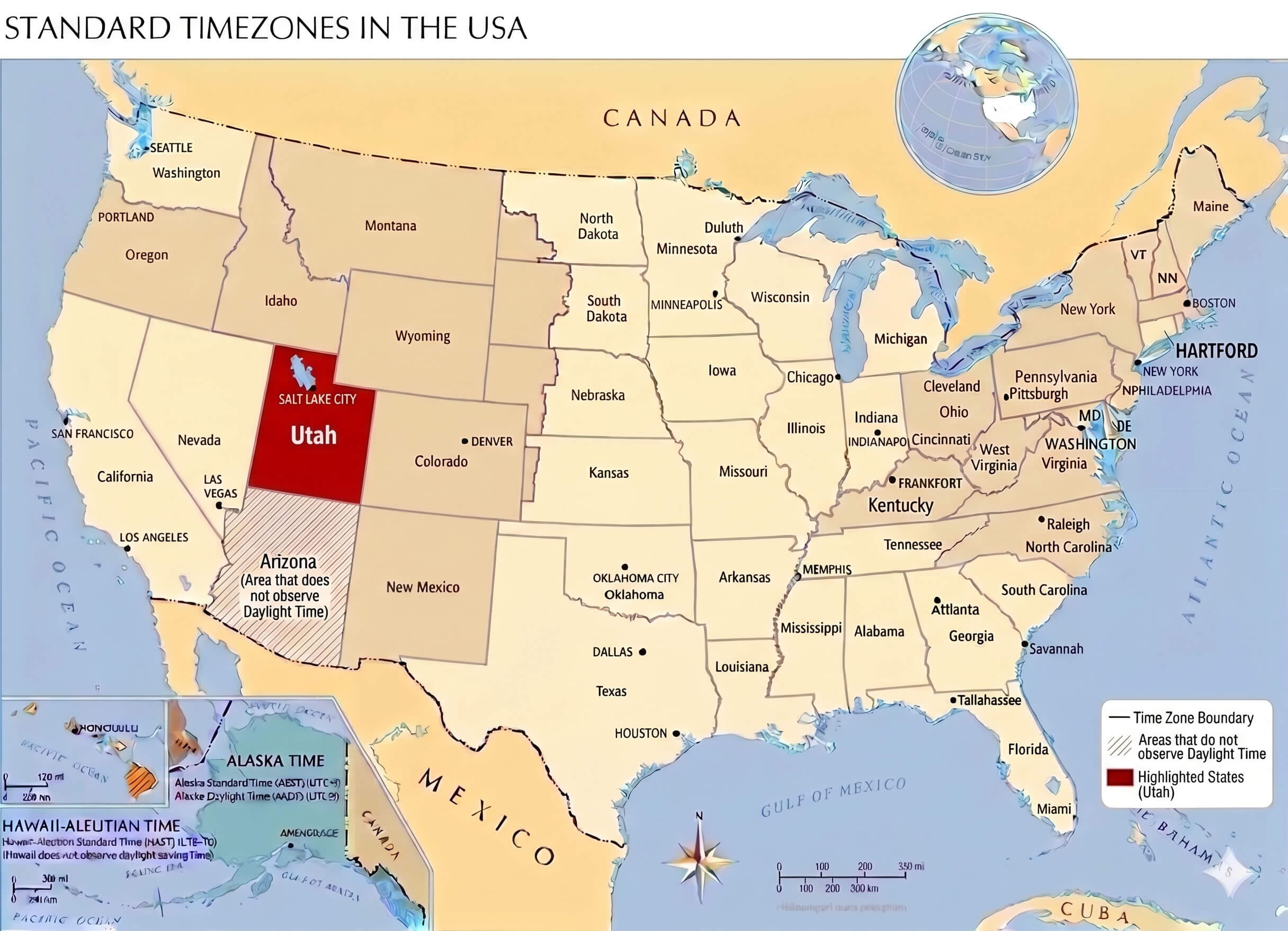 Utah time zone map