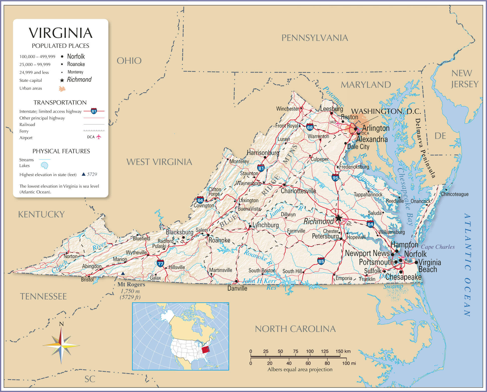Virginia Cities Map 23 Virginia populated cities map