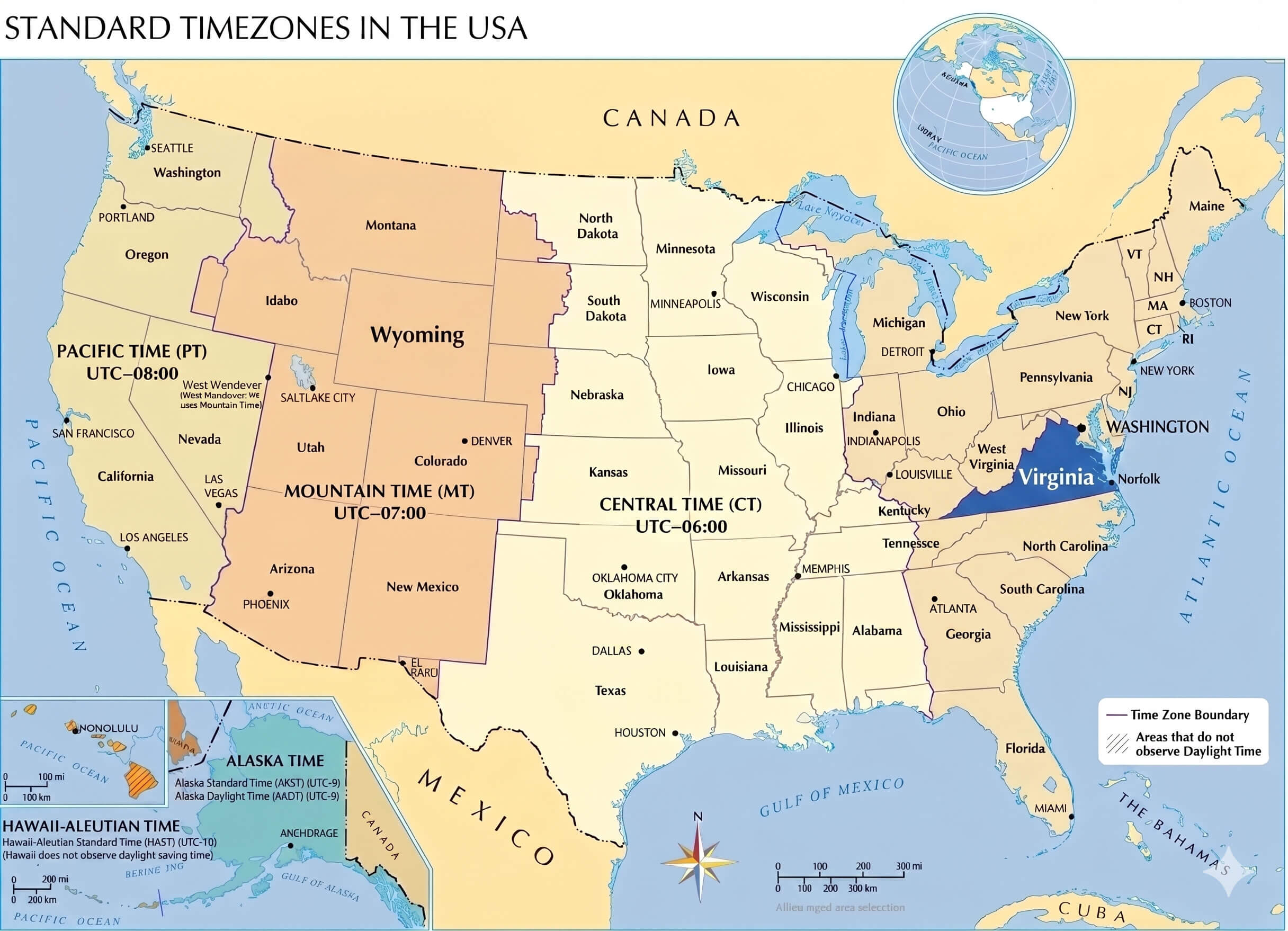 Virginia time zone map