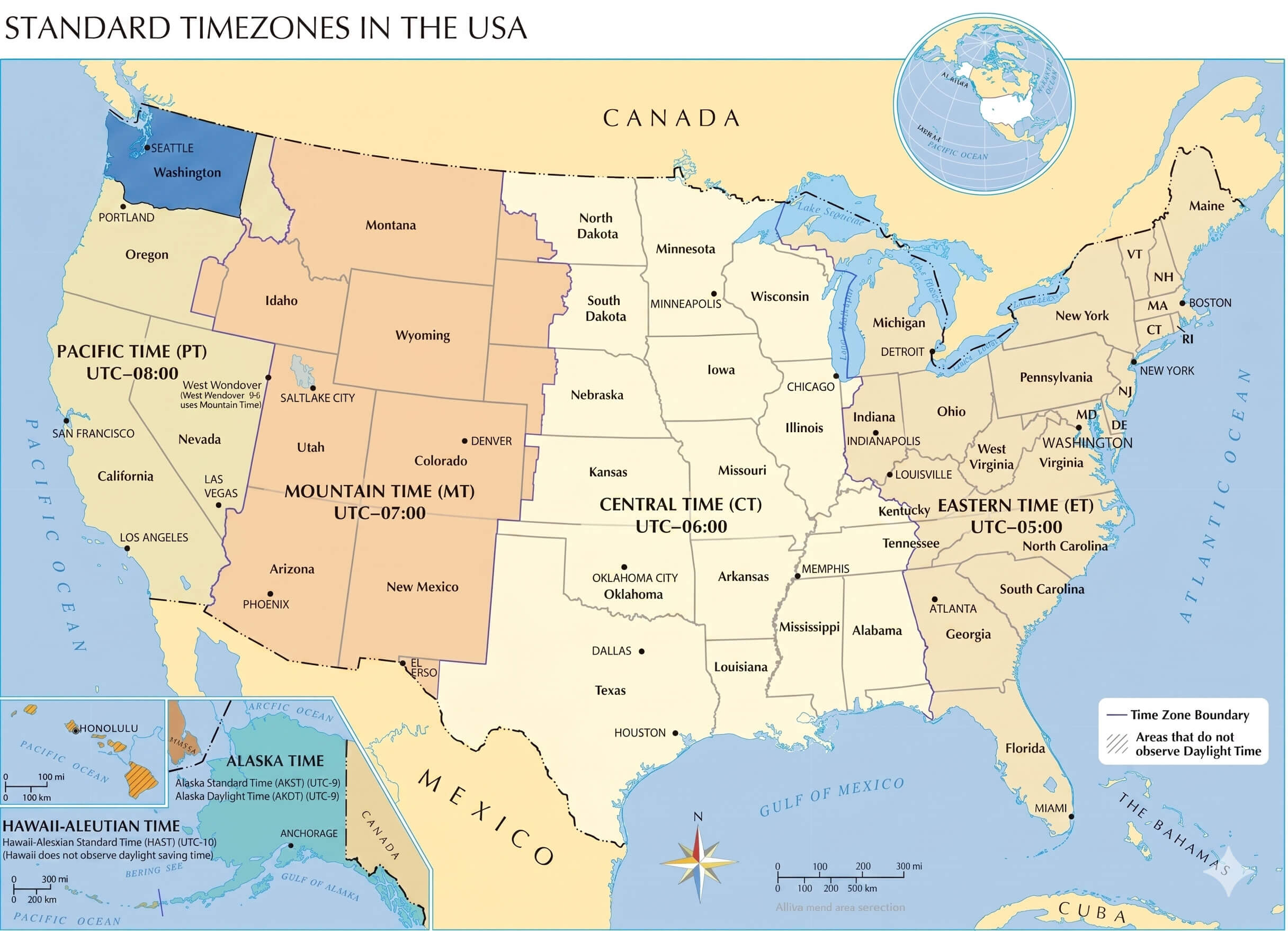 Washington time zone map