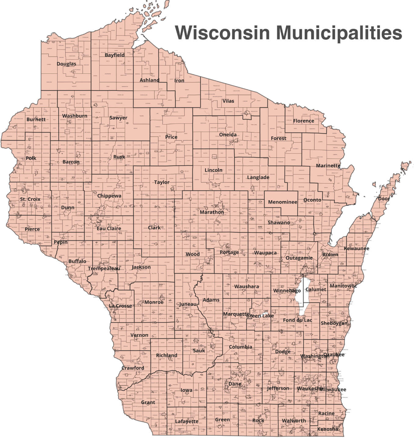 Wisconsin municipalities map