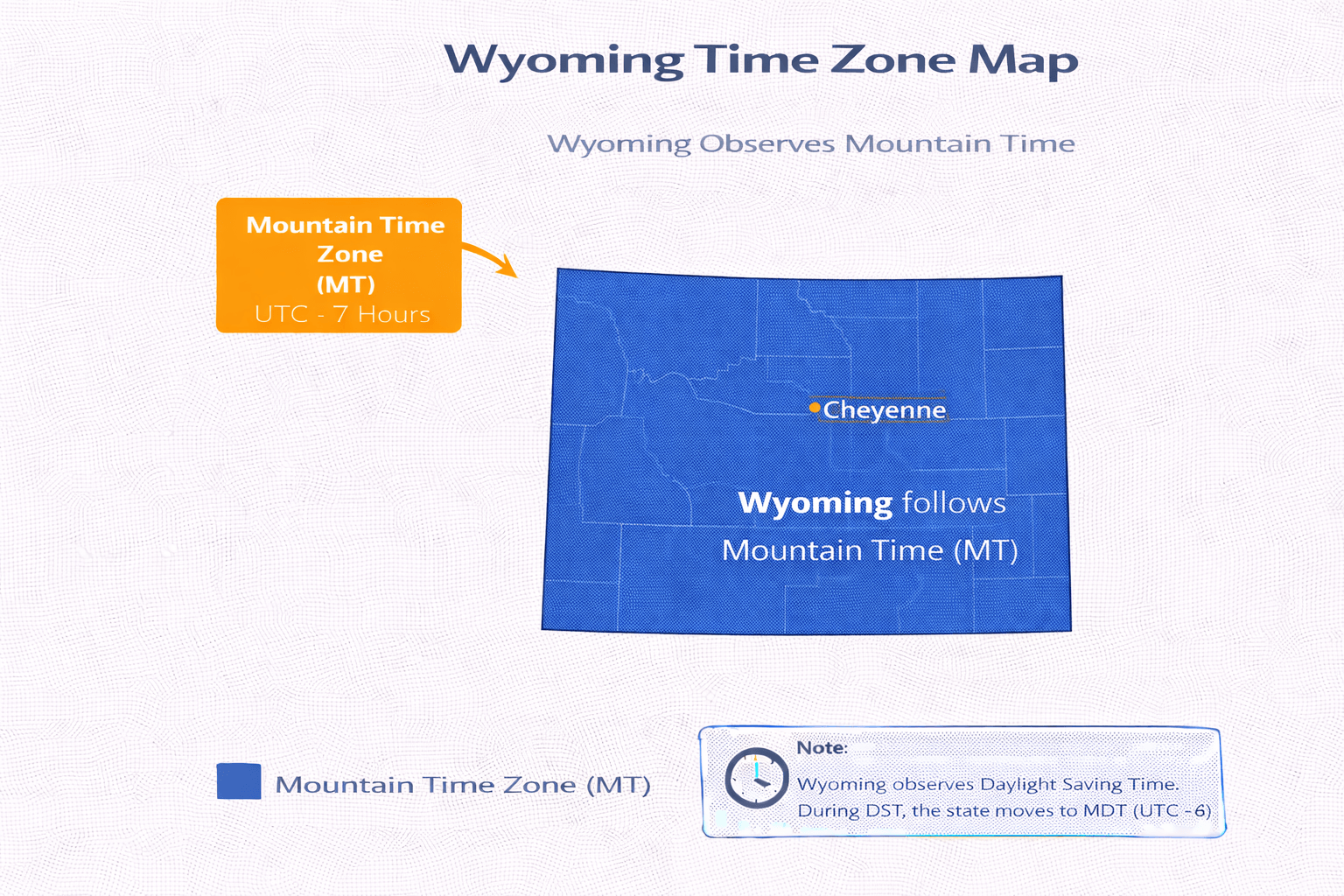 Wyoming time zone map infographic