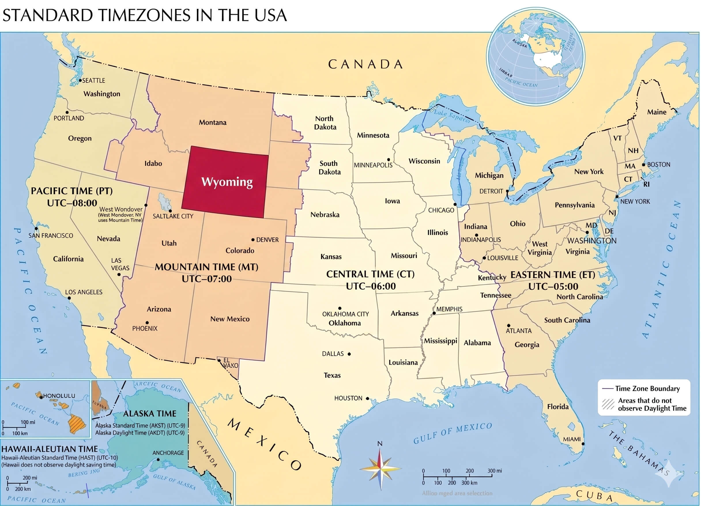 Wyoming time zone map