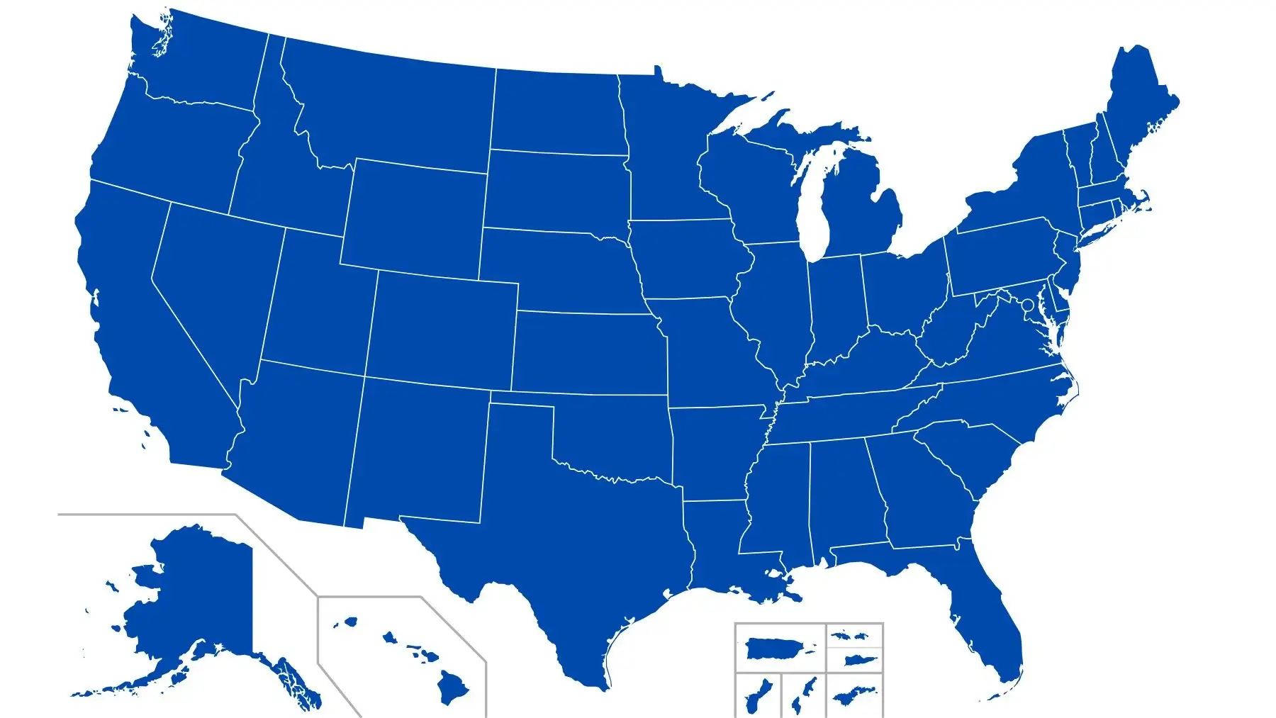Blank map of the US with states borders