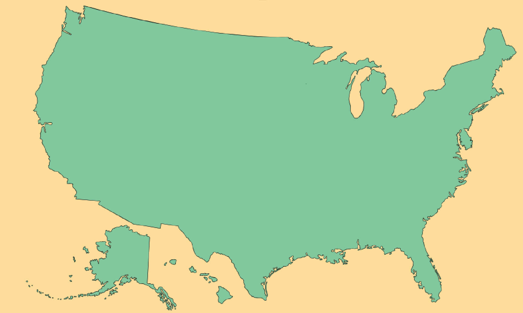 the USA blank map