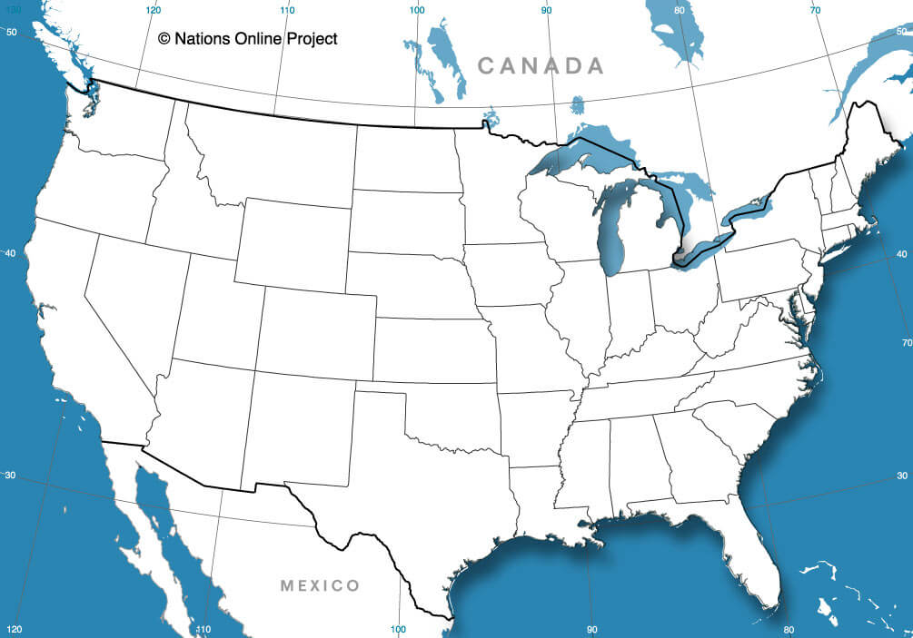 US outline blank map